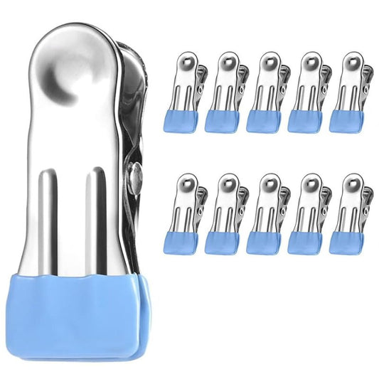 10 Pack Clothes Pins 2 Inch Mini Clothespins and Chip Clips for Food Bag Sealing Photo Hanging Snacks Organization Heavy Duty Plastic Clips for Kitchen Office and Home Use Blue