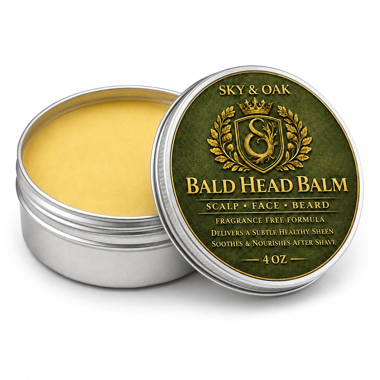 Bald Head Balm for Men - Fragrance-Free Scalp Moisturizer & After Shave Care | 4 oz