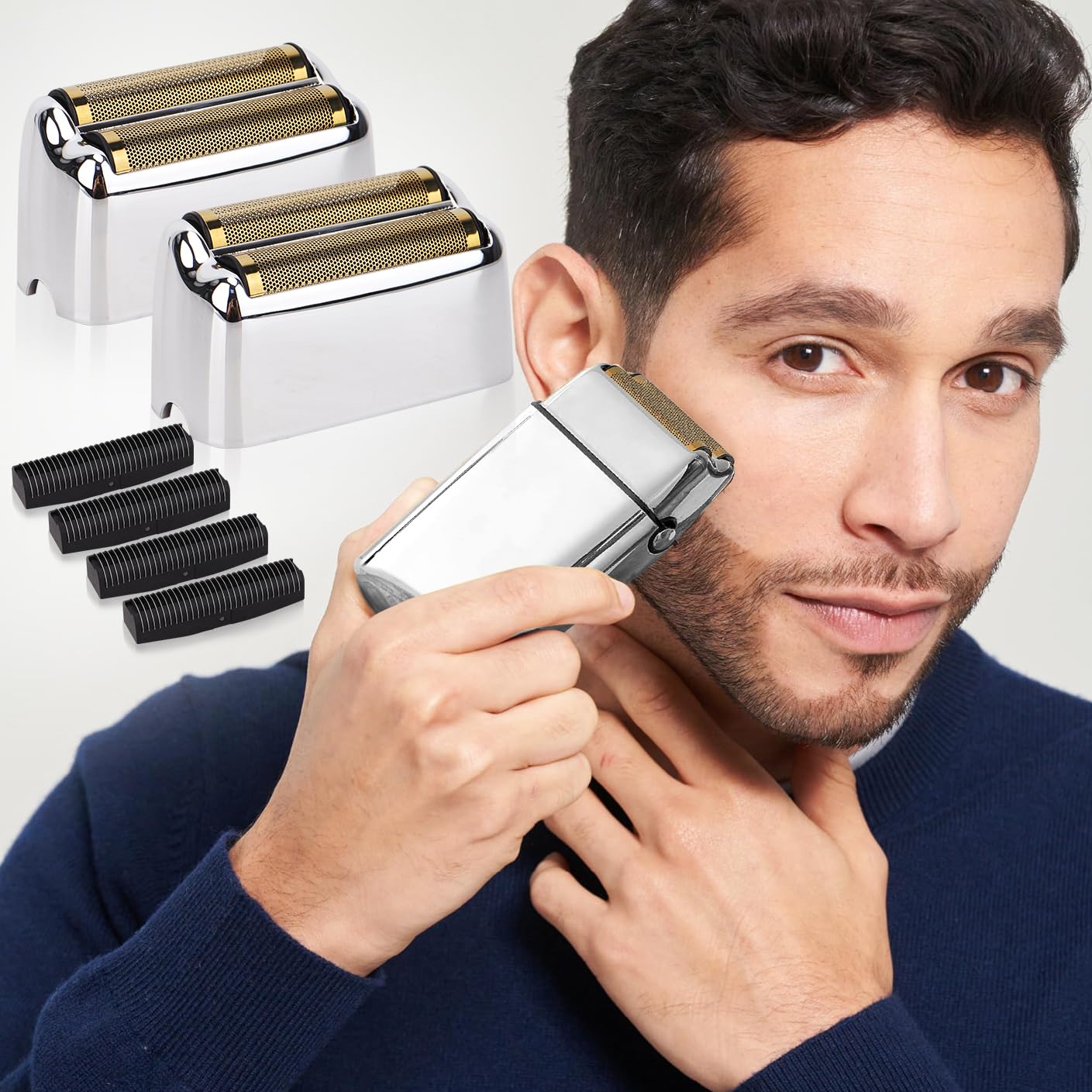 Replacement Foil and Cutters head Compatible with BaBy*lissPRO Double Foil Shaver, Replacement Foil Compatible with BaBy*lissPRO trimmer FXFS2 Shaver,2 PACK (Silver)