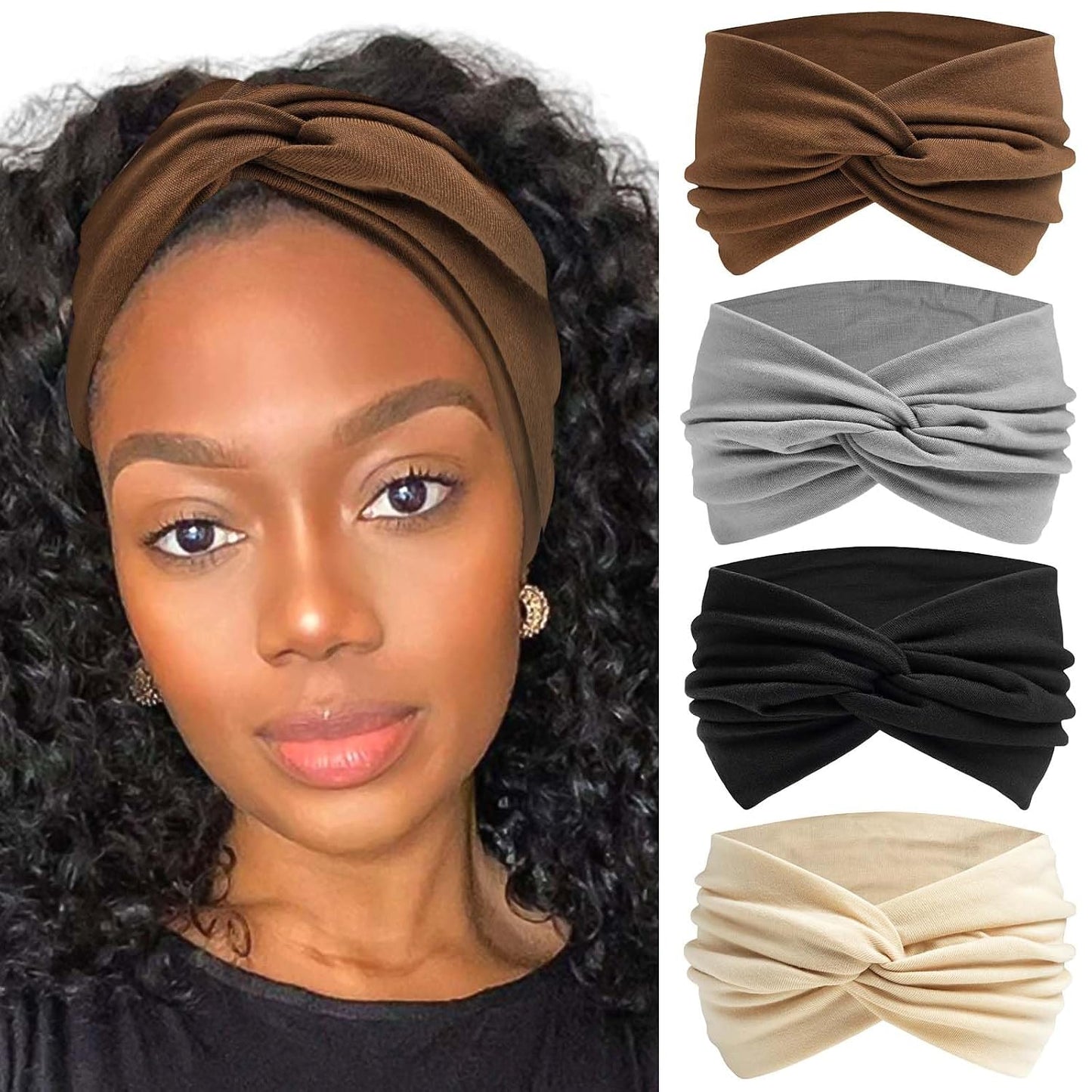 Bandana Headbands for Women - Large Turban Wraps | Knotted Criss Cross Design, Perfect for Workouts