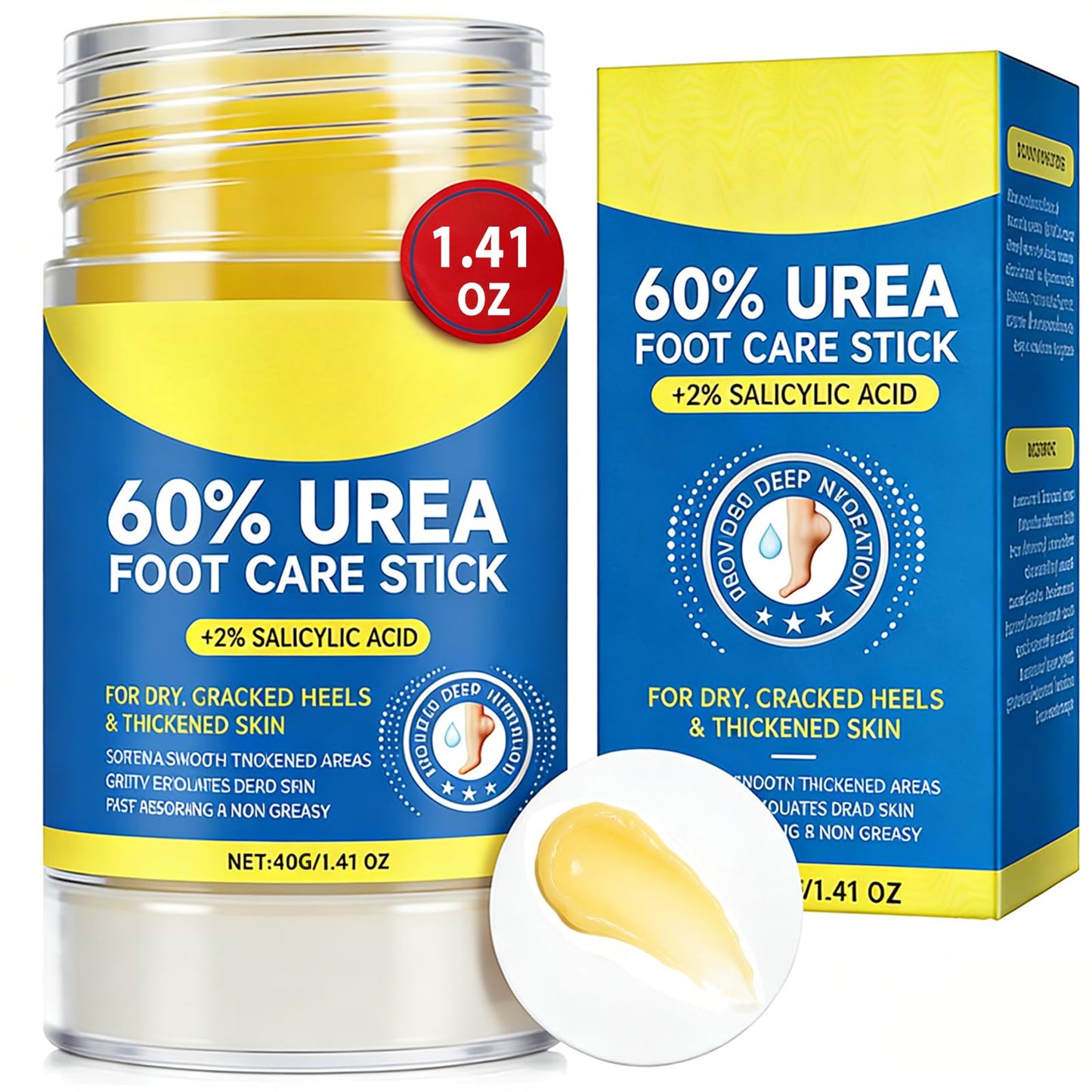 Taoscare 60% Urea Cream Stick with 2% Salicylic Acid, Maximum Strength Foot Care Balm, Callus Remover & Exfoliating Moisturizer for Dry Cracked Feet, Heels, Hands, Knees Elbow & Skin