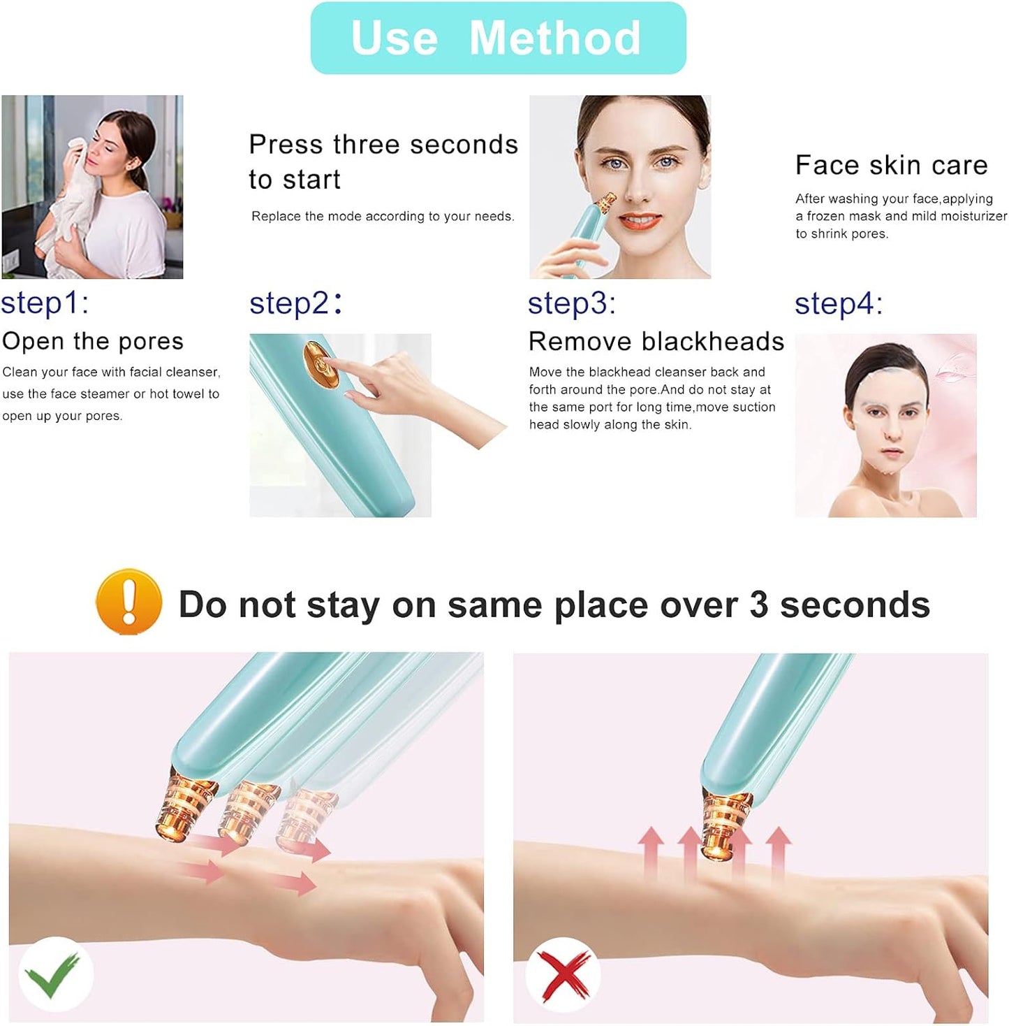 Blackhead Remover Pore Vacuum - Electric Facial Cleaner with 5 Probes | USB Rechargeable Suction Tool