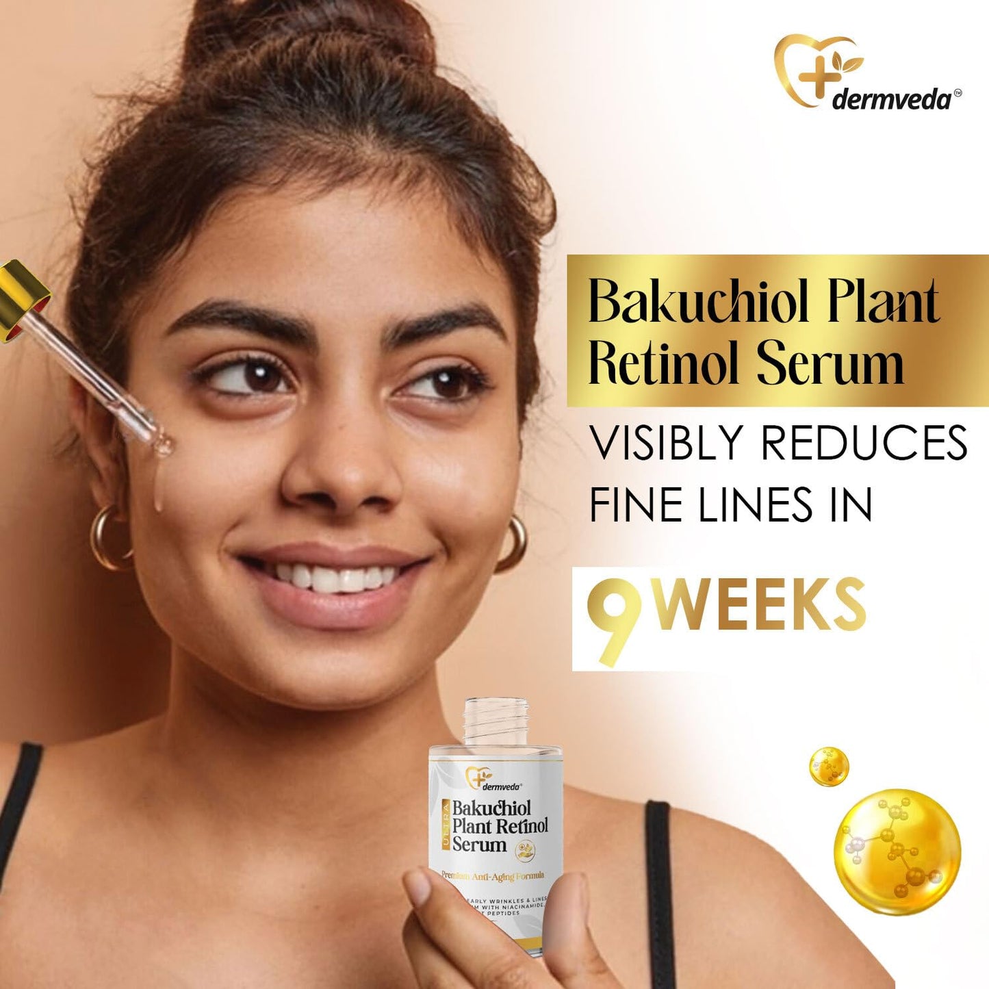 Dermveda Bakuchiol Plant Retinol Serum, Advanced Facial Serum for Skin Renewal, Bakuchiol Face Serum for Youthful Skin, Dark Spot Corrector, Vegan and Cruelty-Free (2 fl oz)