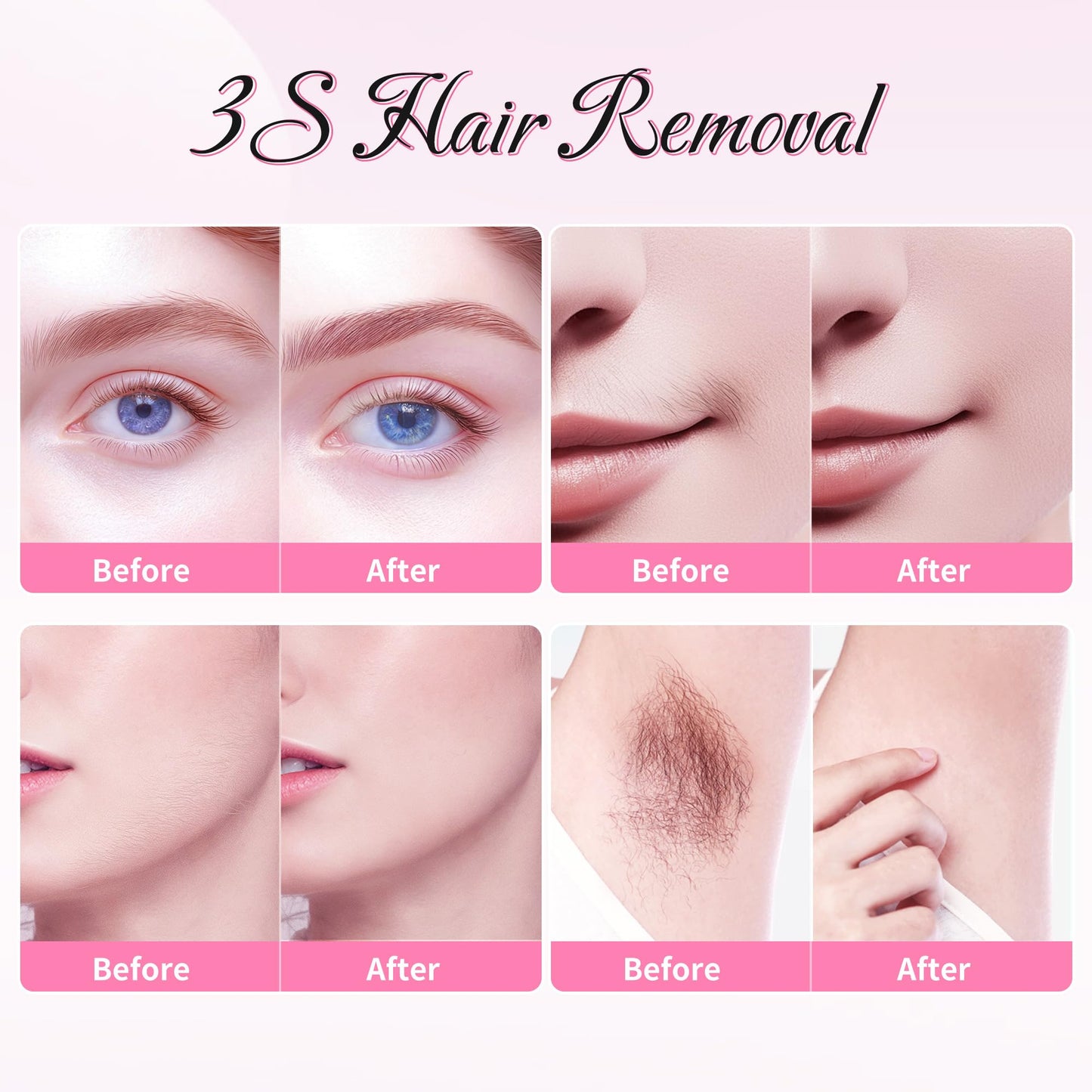 Beauty7 Eyebrow Wax Strips, 88pcs All in One Body Wax Strips, Lip Waxing Strip, Bikini Legs Arms Facial Wax Strip, Hair Removal with 8 Calming Oil Wipes, for All Skin Types Women