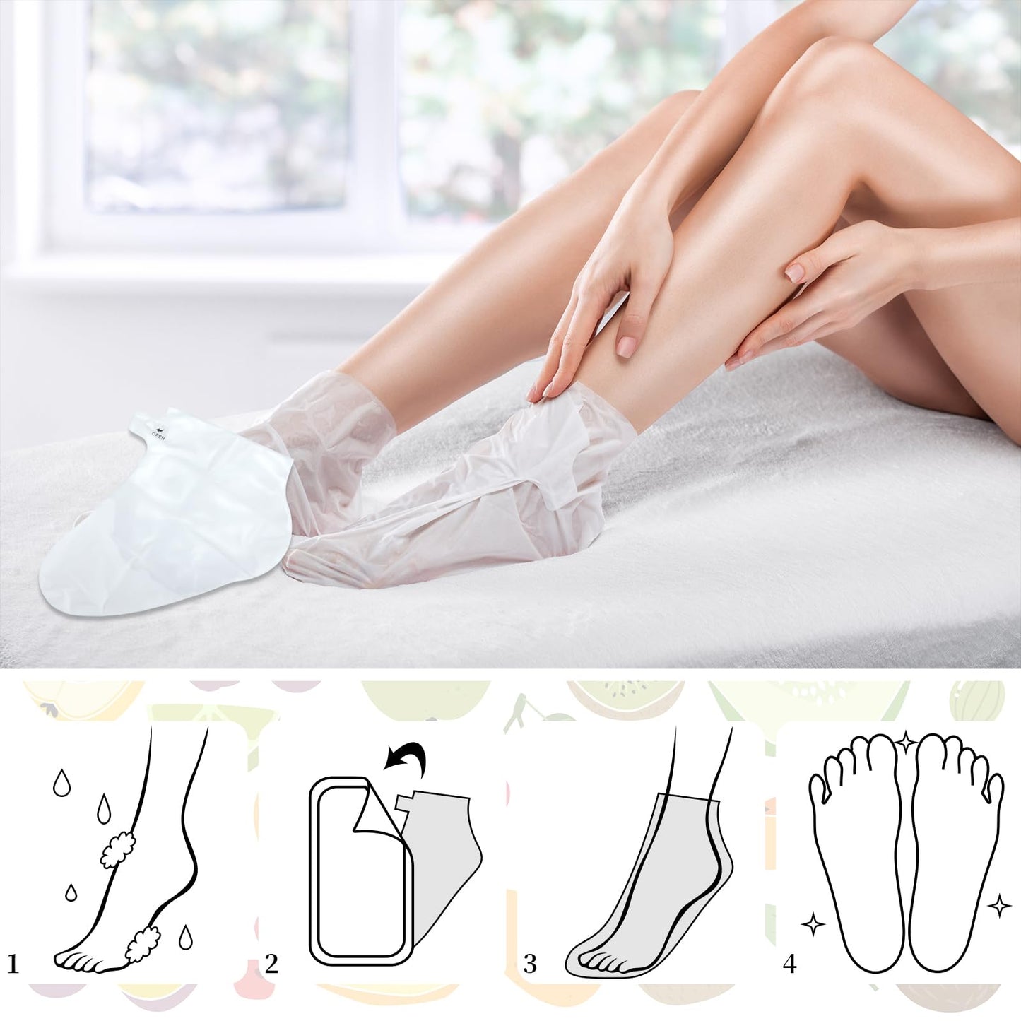 Swiffen 48 Pcs Fruits Foot Mask Bulk Hydrating Moisturizing Socks Feet Peeling Mask for Dry Cracked Aloe Foot Care for Spa Day Kit Beauty Relaxation Gift for Women