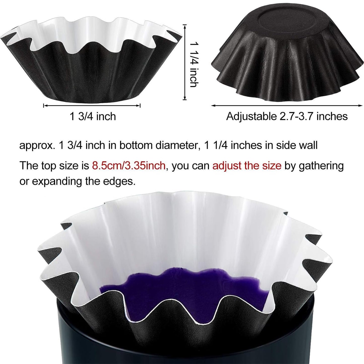 Boao Wax Melt Liners Reusable Leakproof for Any Wax Cubes Waxes Warmer Containers Cups for Scented Candle Plug in Warmers Electric Waxes Melters Burner(Black,100 Pieces)