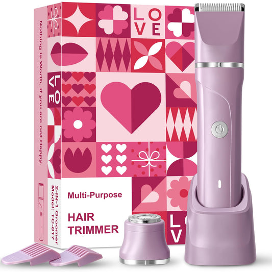 Electric Razors for Women 2 in 1 Bikini Trimmer for Women Flawless for Facial Hair Removal, Body & Legs, Waterproof Cordless Razors for Women with USB Charging Base, Perfect Self-Care Gift for Her