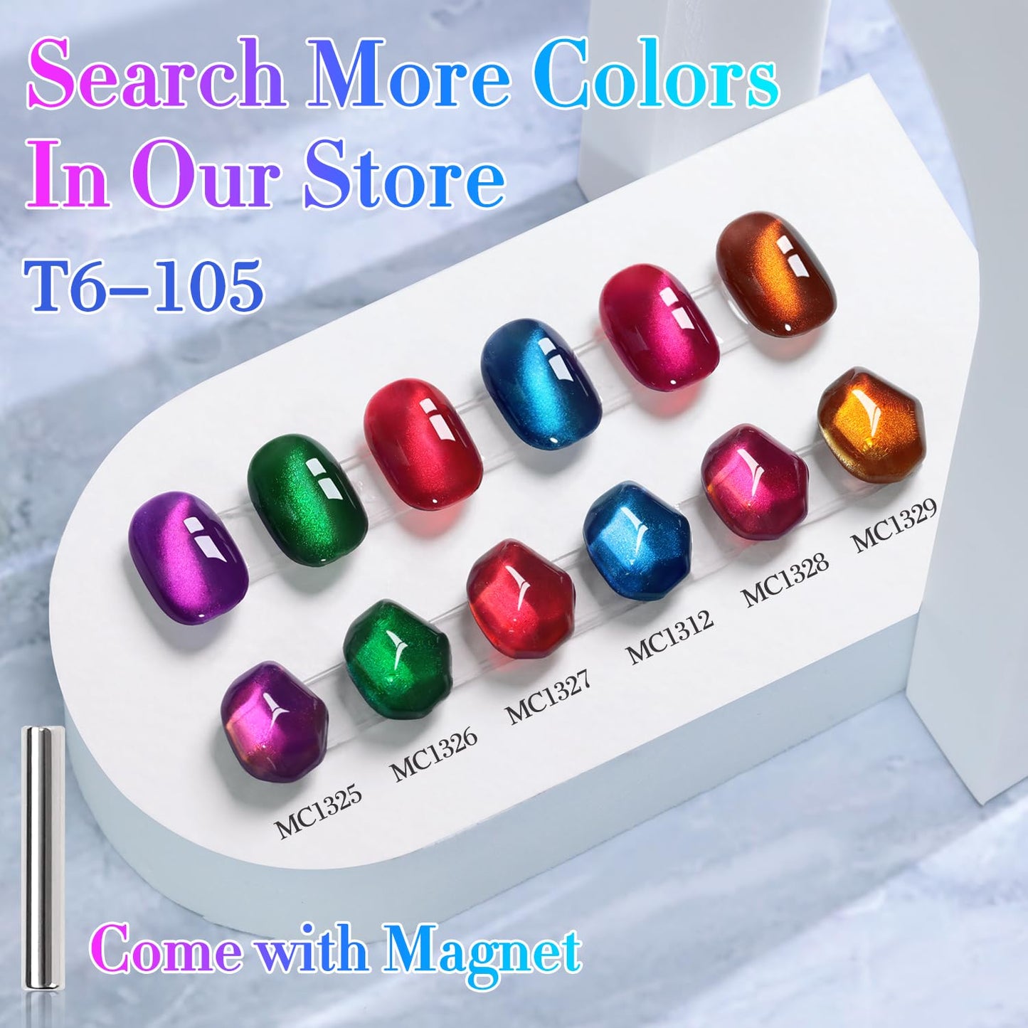 Double Rhythm Jelly Glass Cat Eye Gel Polish with Magnet 15ML Holographic Glitter Shimmer Translucent Sheer Color Magnetic Nail Polish Salon DIY at Home (Deep Navy Blue-MC1312)