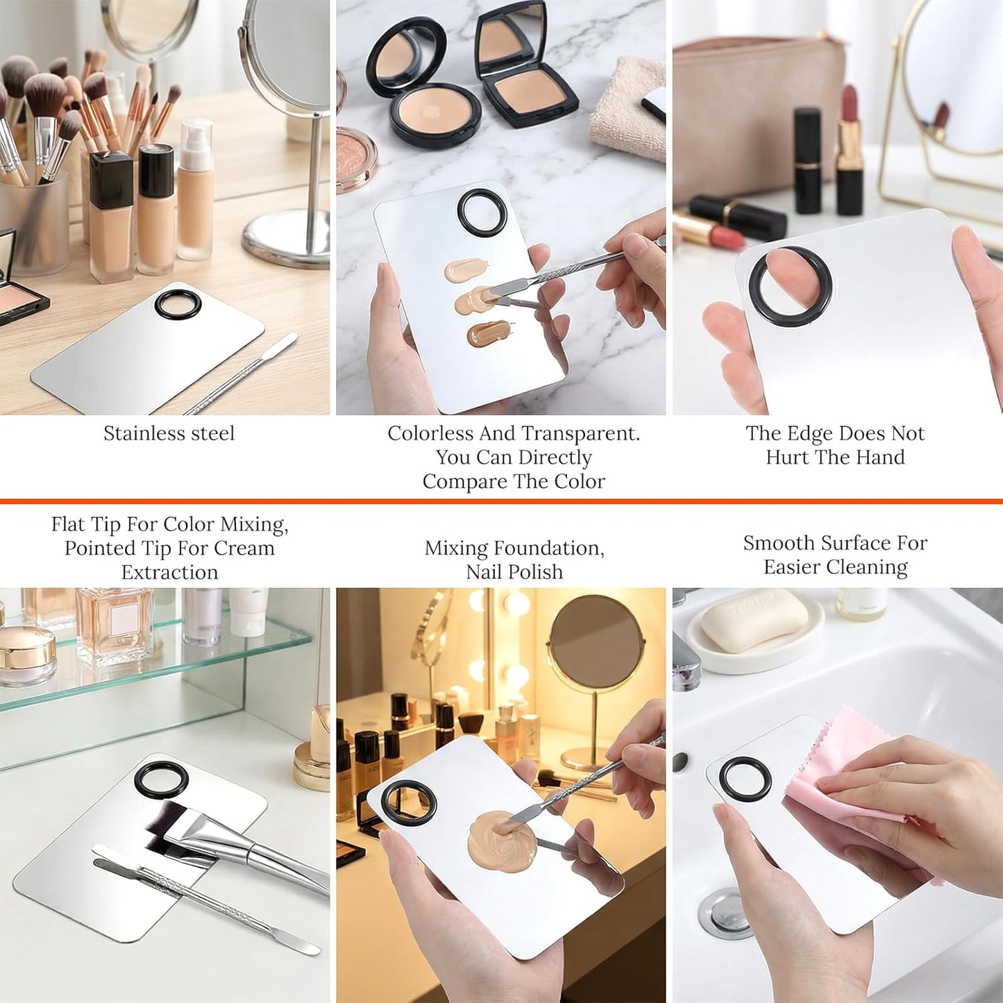 Makeup Spatula Set - 3 Pcs Mixing Palette & Double-Headed Brush | Essential Tools for Flawless Application