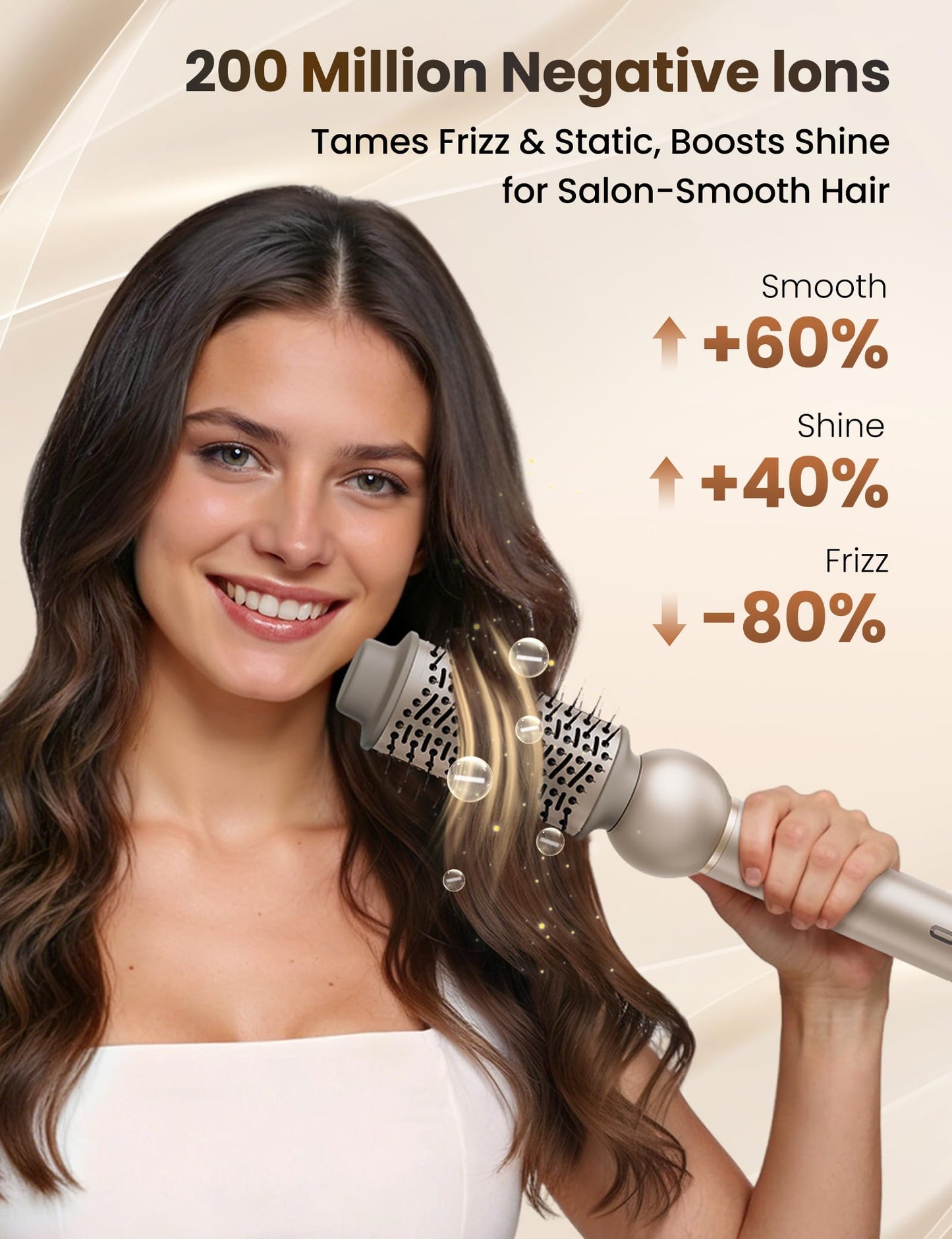 O.H.B 7 in 1 Hair Styler & High Speed Dryer Brush, 110,000RPM Blow Dryer Brush, Ionic Air Styler with Fast Drying, No Heat Damage Air Multi Styler for Volumize, Curl, Straighten, Travel Case, Gold