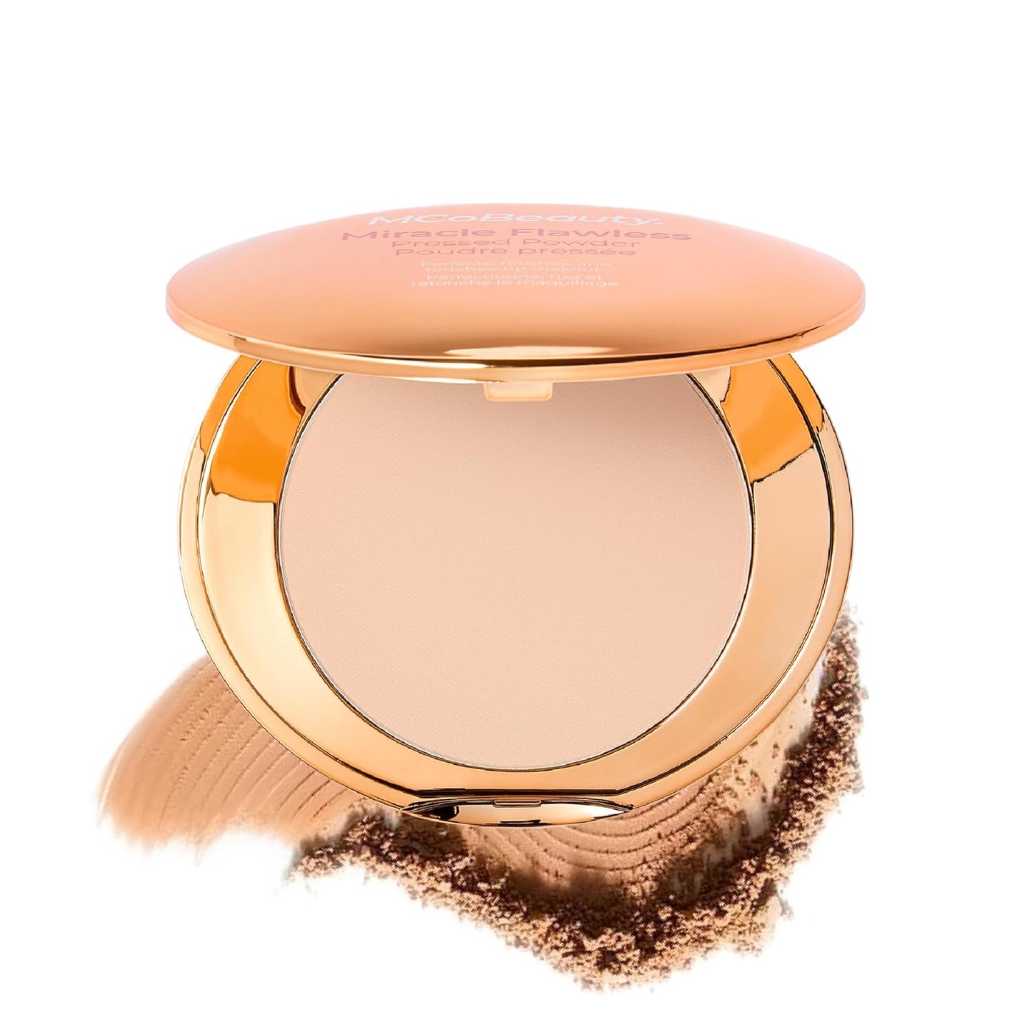 Miracle Flawless Pressed Powder - Soft Focus Blurring Finish | Vegan Makeup Compact with Rose Extract - Light 1