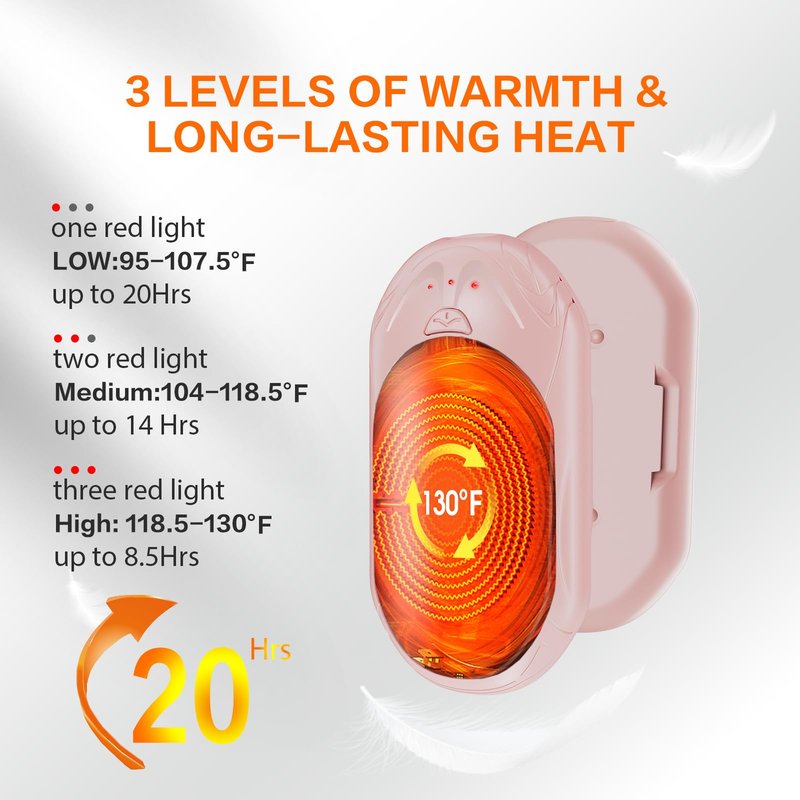 AI Hand Warmers Rechargeable 2 Pack, 20Hrs Long Safe Heat, AI Smart Chips Electric Hand Warmers, Portable Pocket Heater, Gifts for Christmas, Outdoor, Golf, Hunting, Camping Accessories-Pink