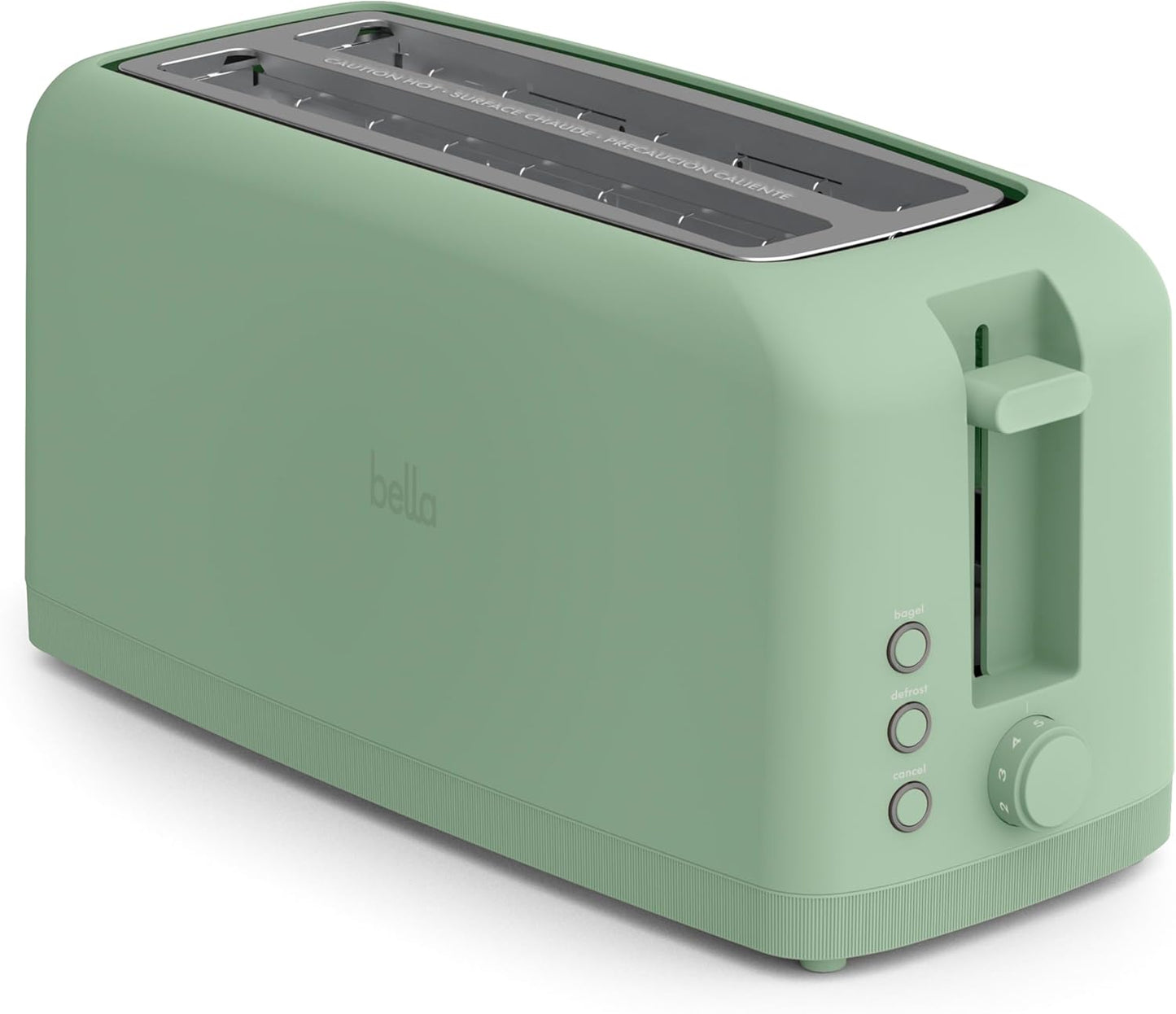 Bella 2 Slice Slim Toaster - 6 Setting Shade Control, 10” Long Slot, Anti-Jam & Auto Shutoff, Oatmilk Color