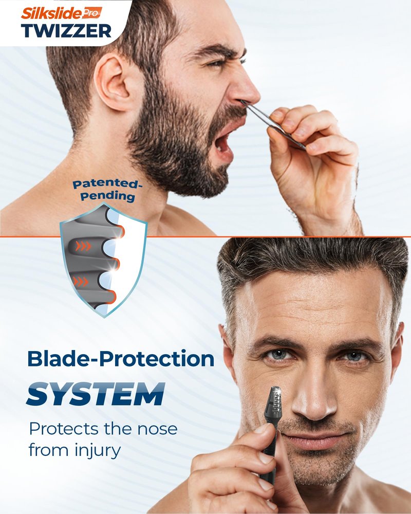 Silkslide TWIZZER, Nose Hair and Ear Hair Trimmer for Men and Women, Twist and Trim Nasal Hair Removal, German Blades, Patented Design, No Electricty or Batteries