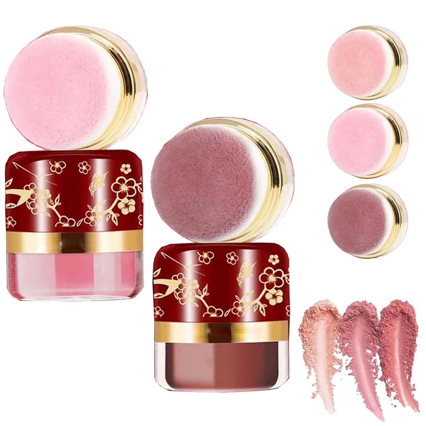 Effortless Radiance Blush Set - 3-Piece Makeup Kit with Built-In Mirror | Natural-Looking for All Skin Tones