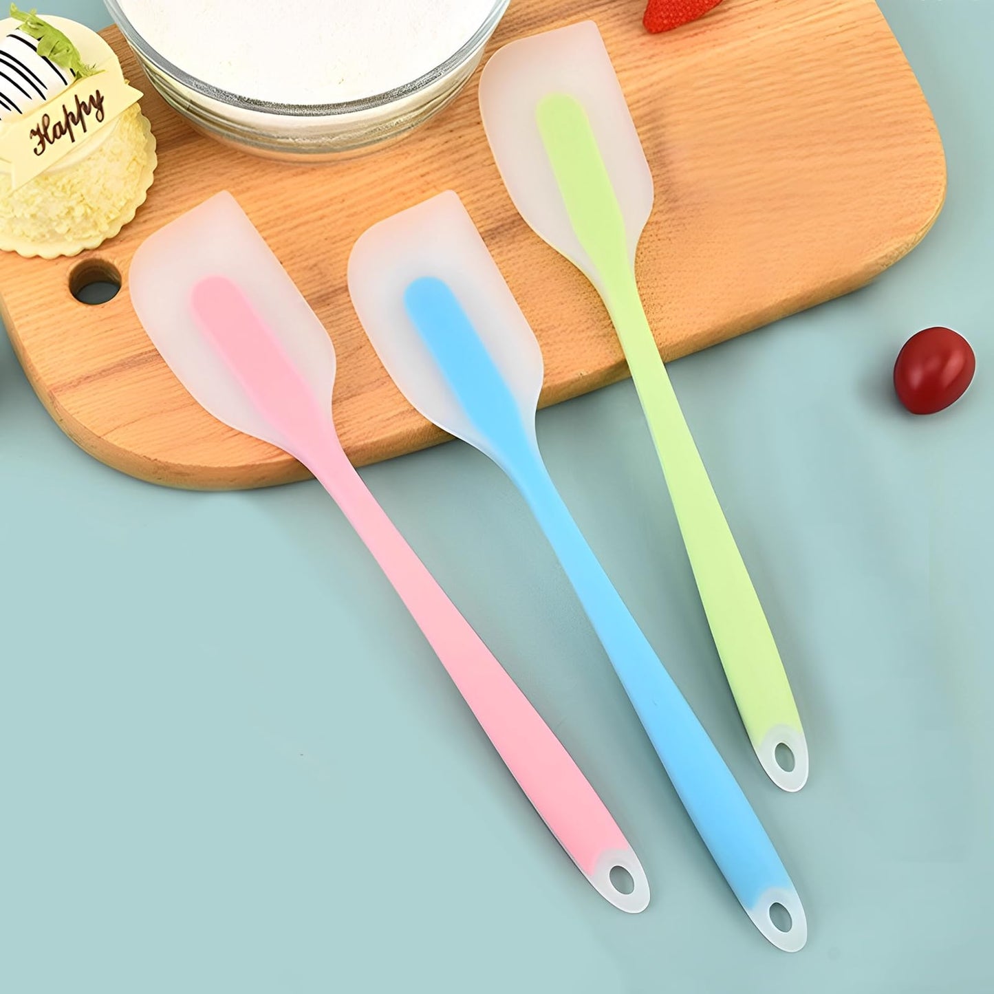 3 PCS Semi-Transparent Heat-Resistant Silicone Spatula Set – Non-Stick, BPA-Free Scrapers for Baking, Cooking & Mixing