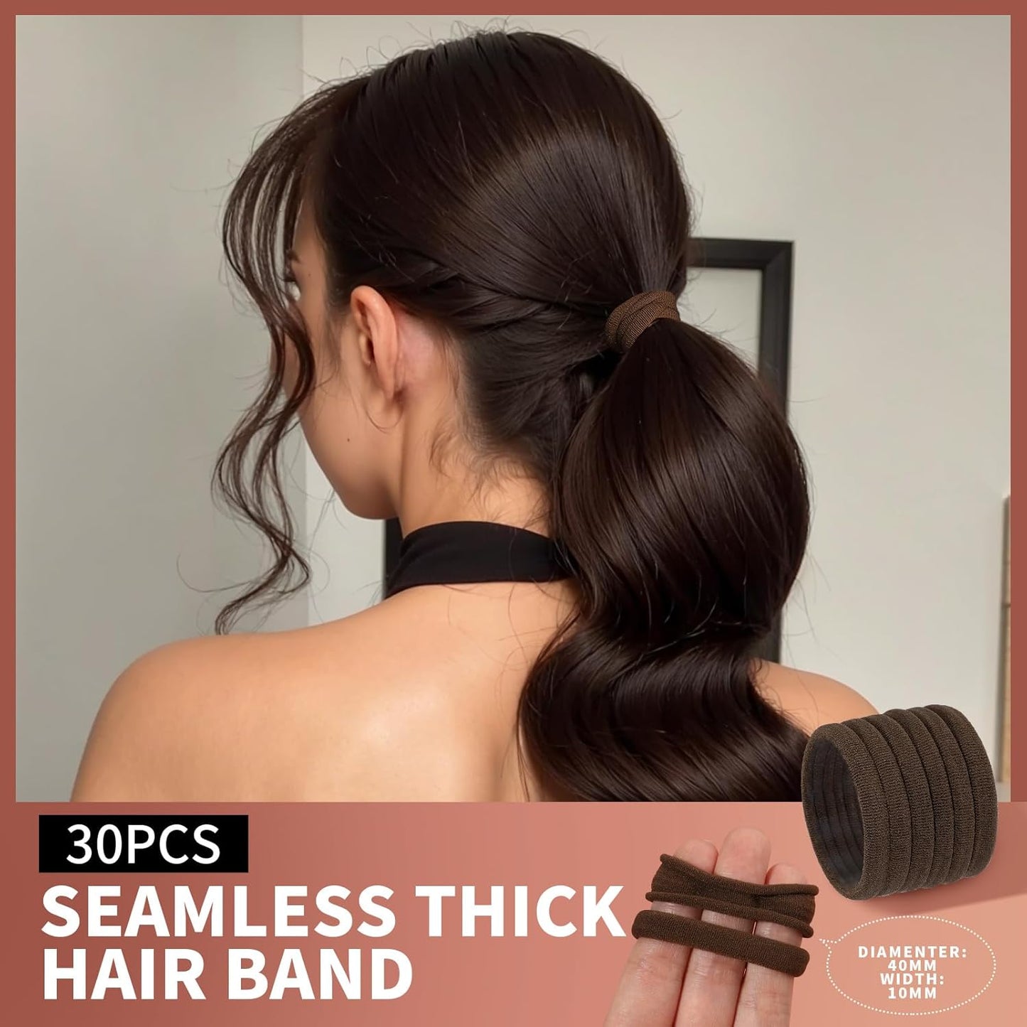 Hair Accessories Kit - 500 Pcs Elastic Bands & Ponytail Holders | Brown