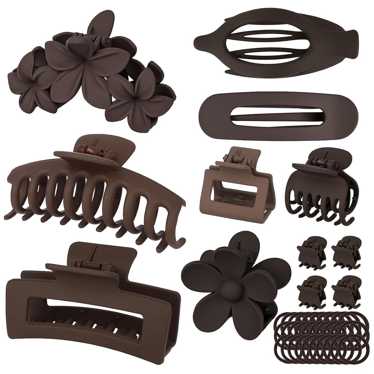 Hair Clips for Women - Non-Slip Strong Hold Jaw Claw Clips Set | 12-Pack for Thin, Thick & Curly Hair (Black)