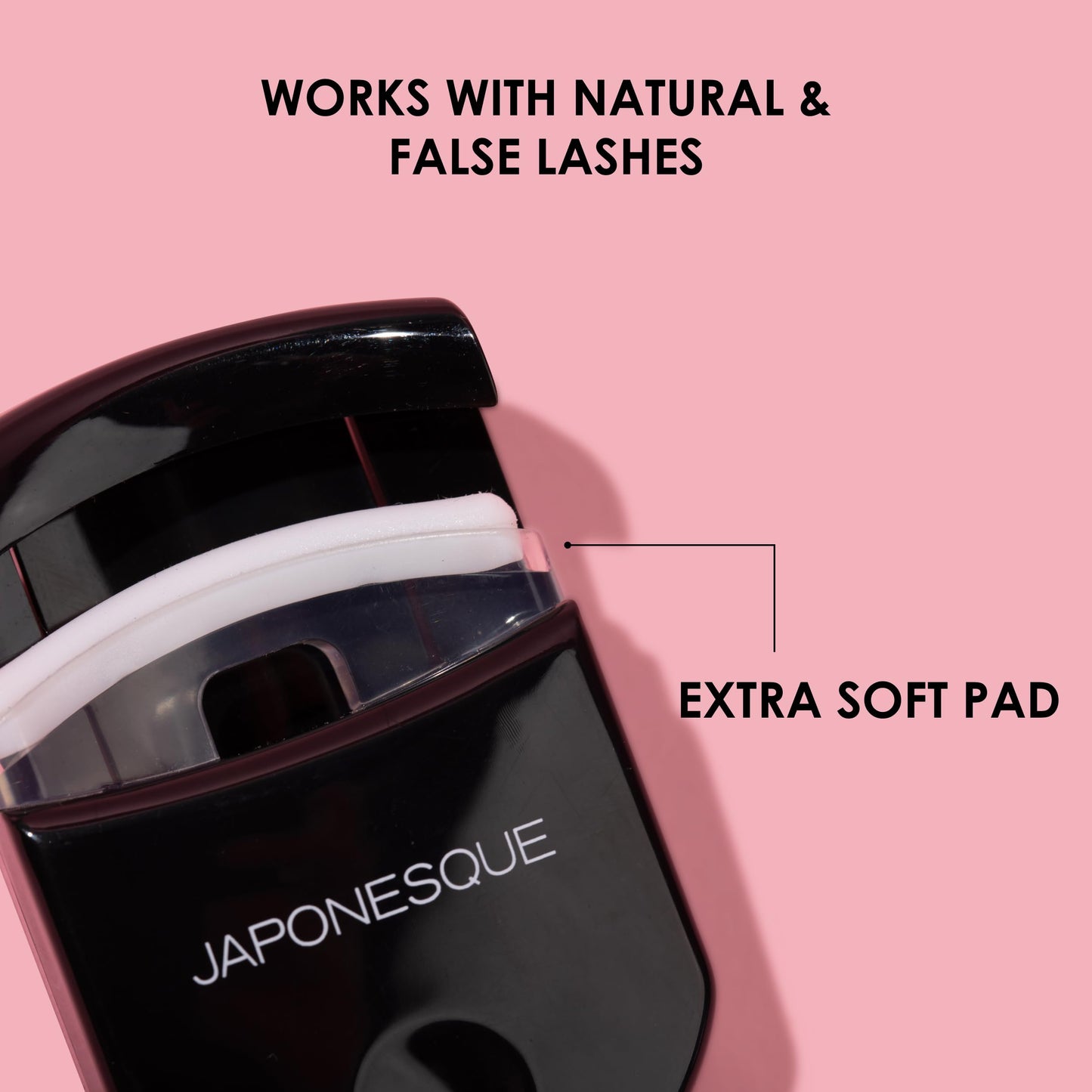 JAPONESQUE Travel Eyelash Curler, Black - Plastic Eyelash Curlers for Travel Makeup, Go Curl Lash Curler with Bonus Replacement Lash Pad - 1 Pack