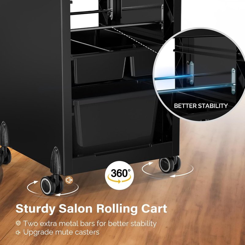 OmySalon Salon Trolley Cart - Rolling Hair Organizer with 6 Drawers | Ideal for Stylists & Barbershops