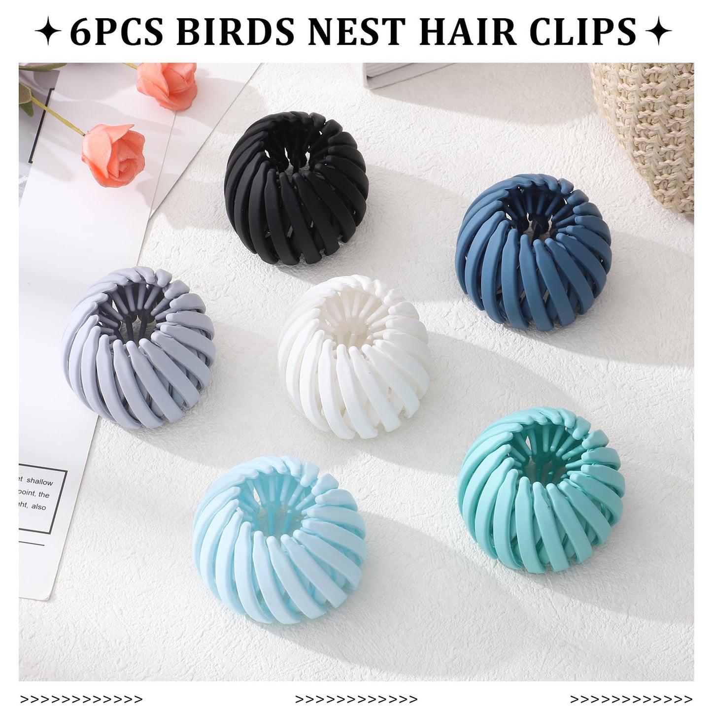 6Pcs Bird Nest Magic Hair Clips Hair Nest for Bun Strong Ponytail Holders for Women Girls