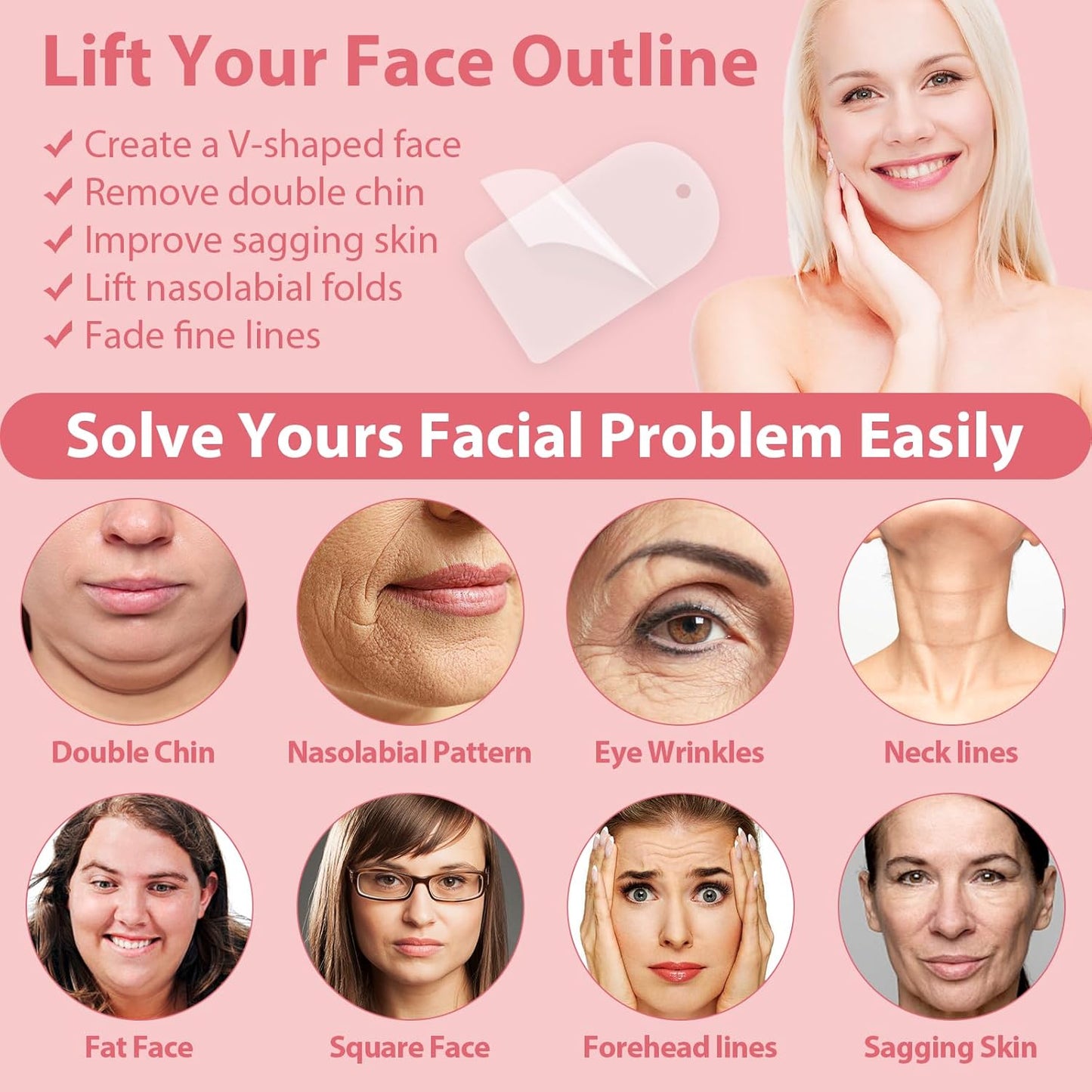 Invisible Neck Tape Lifting - 140PCS Face Lift Tapes & Bands for Sagging Skin, Double Chin & Wrinkles | Facelift Solution