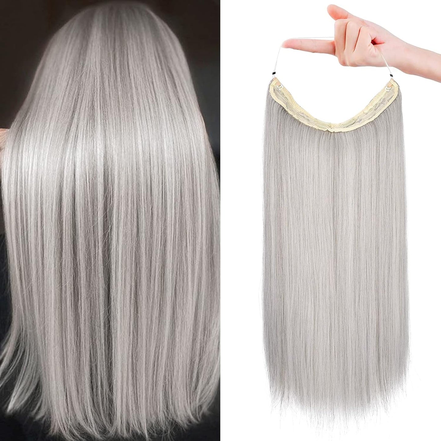 Invisible Wire Hair Extensions - Adjustable Transparent Headband | 24 Inch Dark Blonde Secret Hairpiece for Women