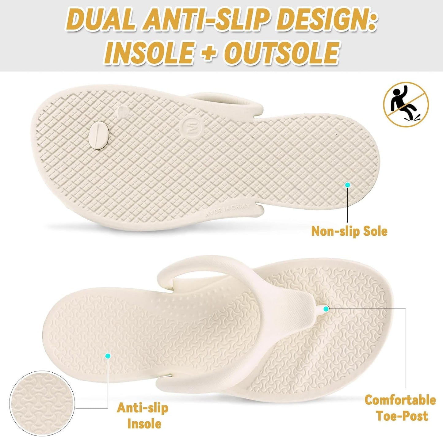 Flip Flops for Women & Men - Lightweight Non-Slip Shower Shoes | Foldable Quick-Dry Travel Slippers for Summer Beach