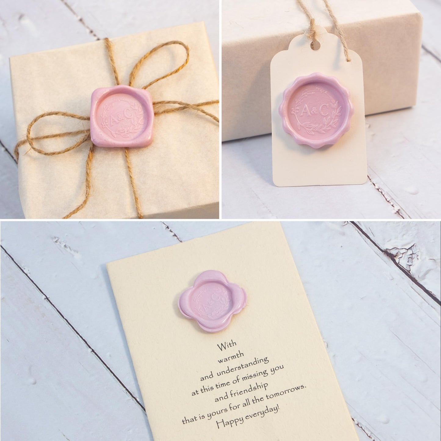 Metal Wax Seal Mold, Round Wax Seal Stamp Mold with Silicone Waxing Mat for DIY Craft, Envelopes, Gifts and Wine Packaging