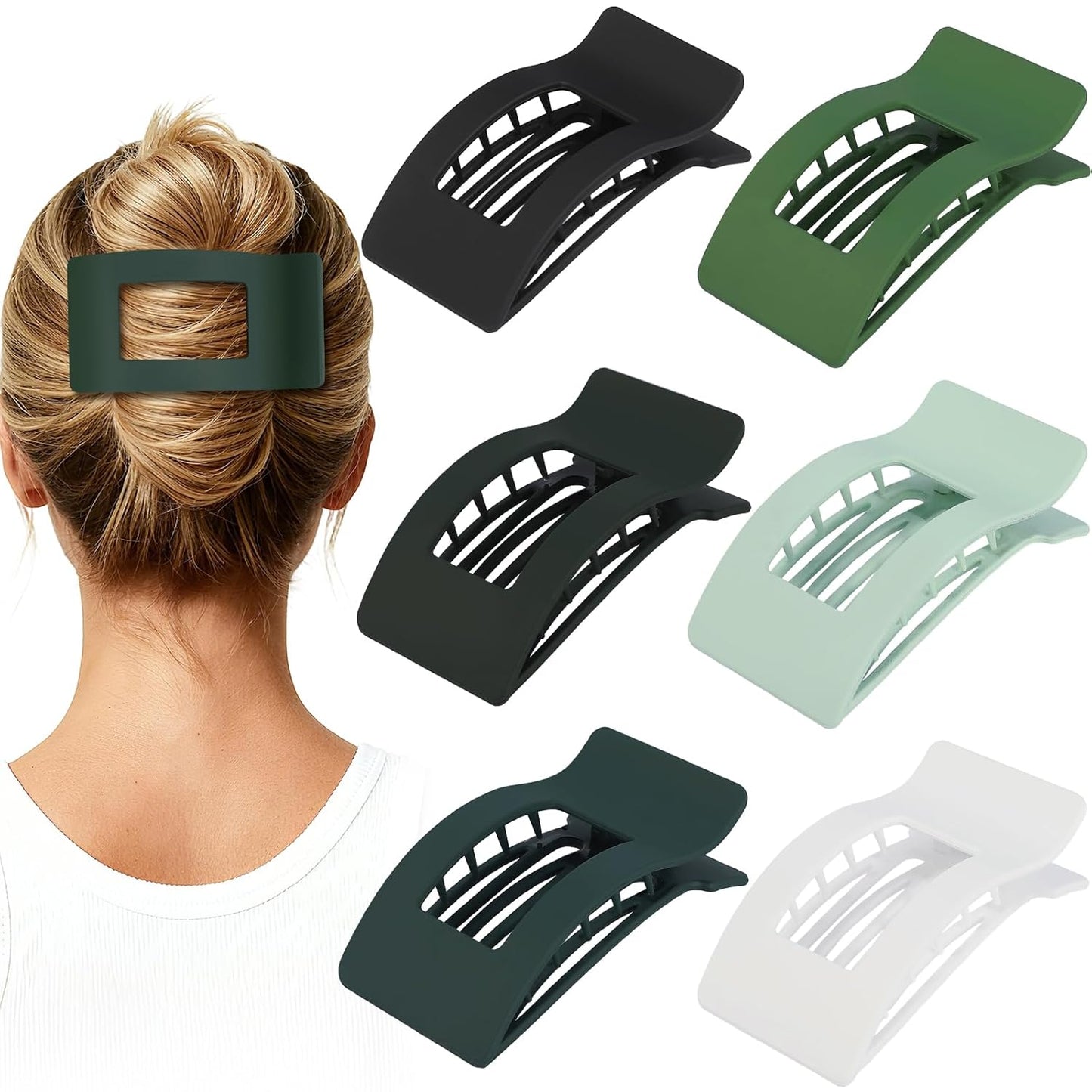 French Flat Hair Clips - 6pcs Matte Claw Clips for Thick or Thin Hair | Non-Slip Strong Hold Accessories