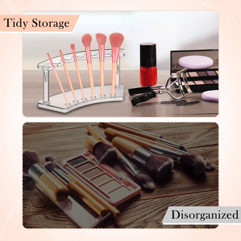 Lincia 10 Pack Pen Display Stand, 6 Slots Plastic Pen Holder, Display Eyebrow Makeup Brush Rack Organizer for School Office Supplies, 2 Style(Clear)
