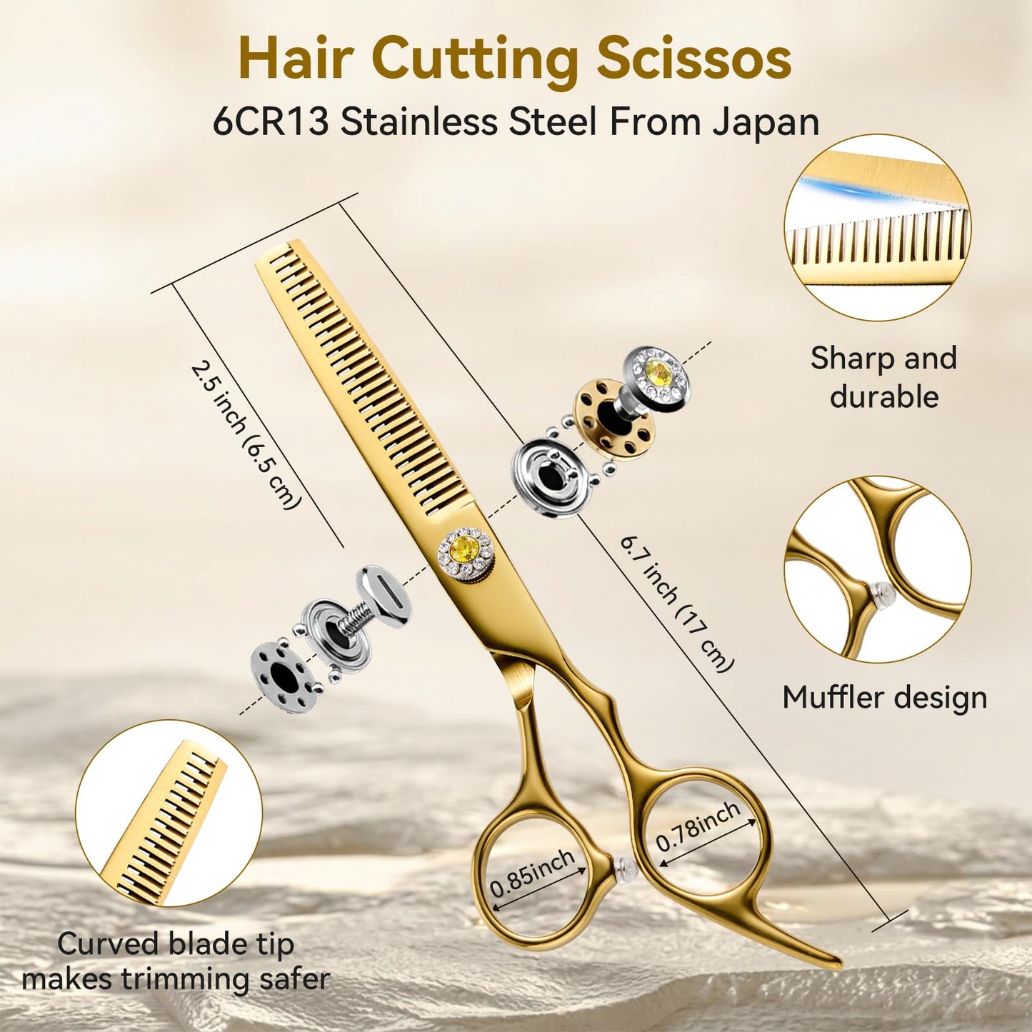 21Pcs 440C Hair Cutting Scissors Kit, Barber Shears & Thinning Scissors Set