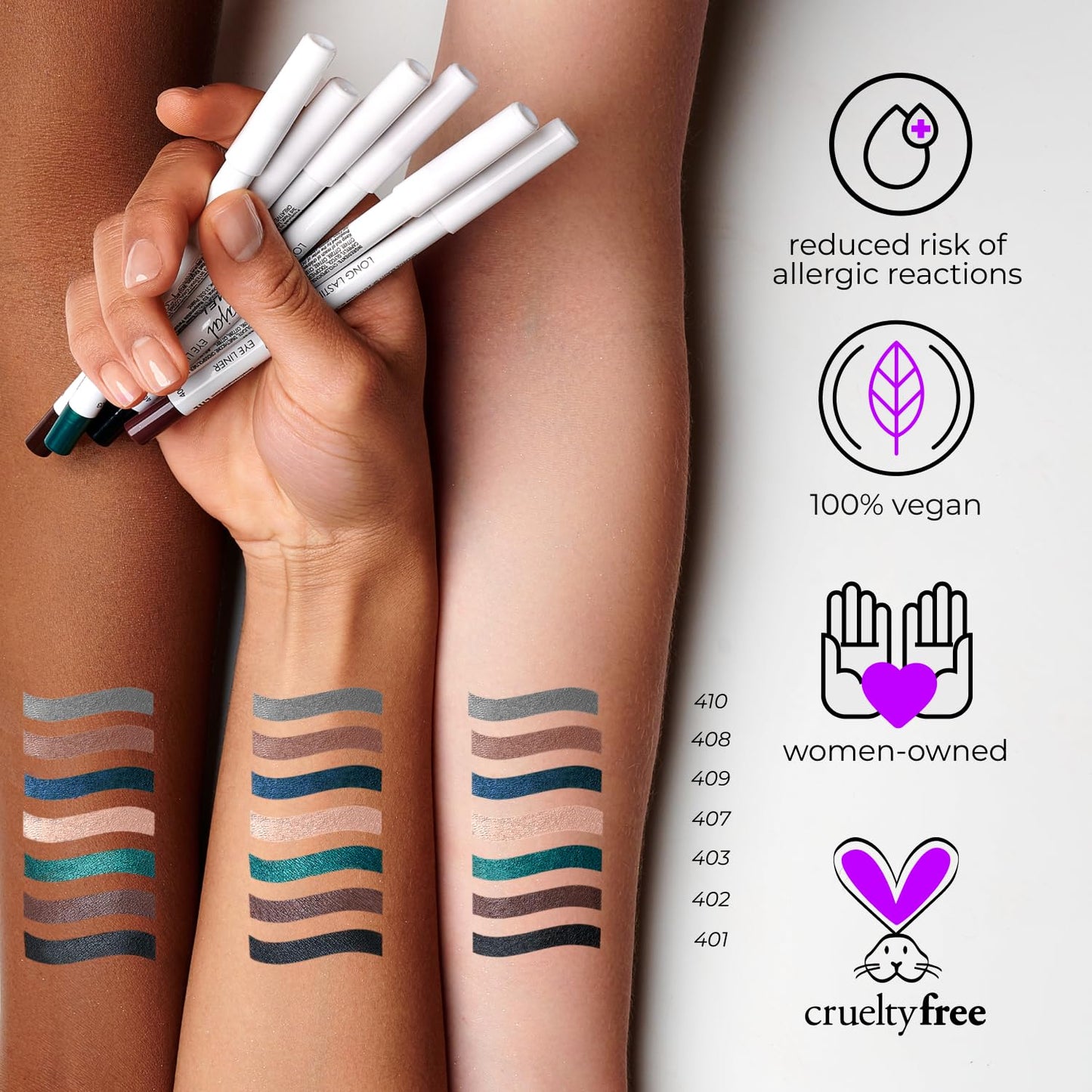 Lamel No Smudge Gel Eyeliner - Waterproof Deep Black Pencil | 10-Hour Wear, Vegan, Contact Lens Friendly