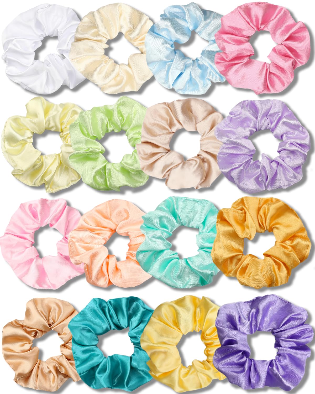 Satin Scrunchies for Girls - Soft Silk Hair Ties | 16 Pack Multi-Pink for Thin & Thick Hair Styling