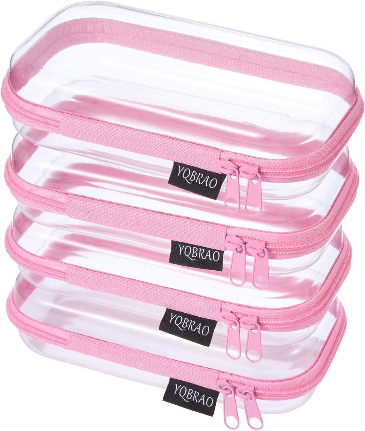Clear Hard Shell Zipper Case Set - 6 Pack Heavy Duty Crush-Proof Diaper Bag Organizer Pouches | TSA Approved Travel Makeup & Toiletries Bags (2L, 2M, 2S)
