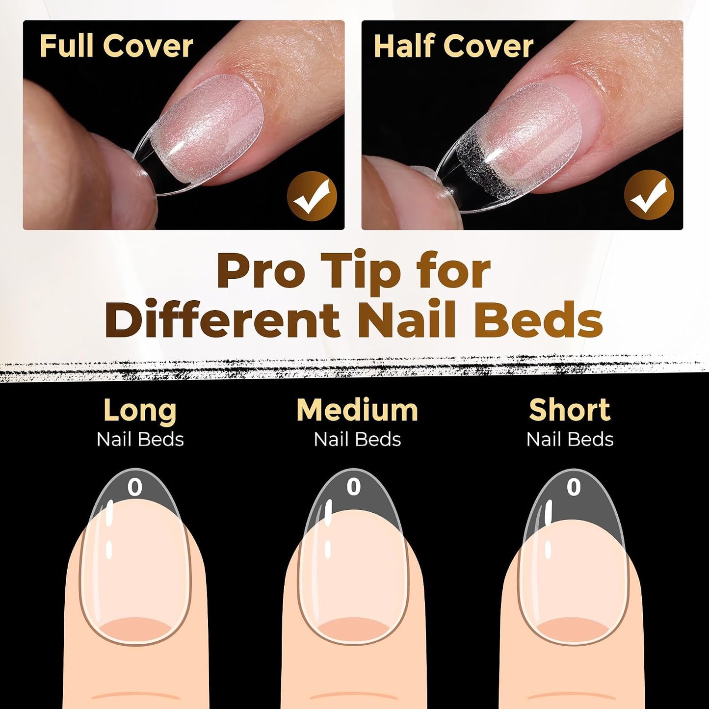 Short Oval Almond Fake Nails - 504pcs Press-On Gel Nail Tips for Home DIY & Salon | 12 Sizes Available