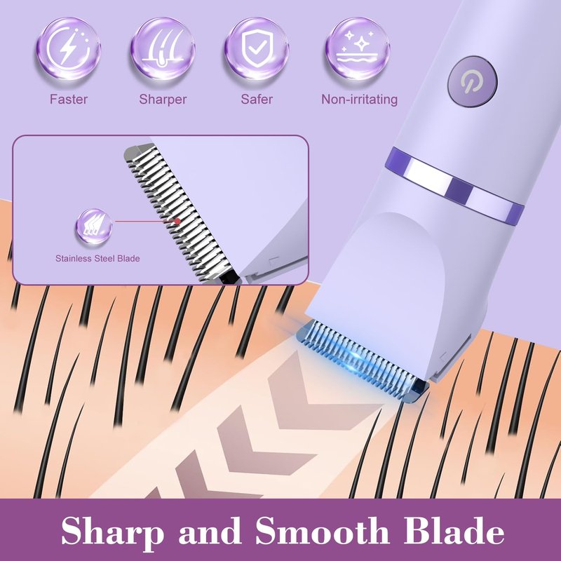 Zivelier 3-in-1 Electric Razor IPX7 Waterproof Bikini Trimmer Wet & Dry Use Painless Personal Trimmer Groomer for Ladies Face Body Legs Bikini Public Hairs Electric Lady Shaver with Replaceable Heads
