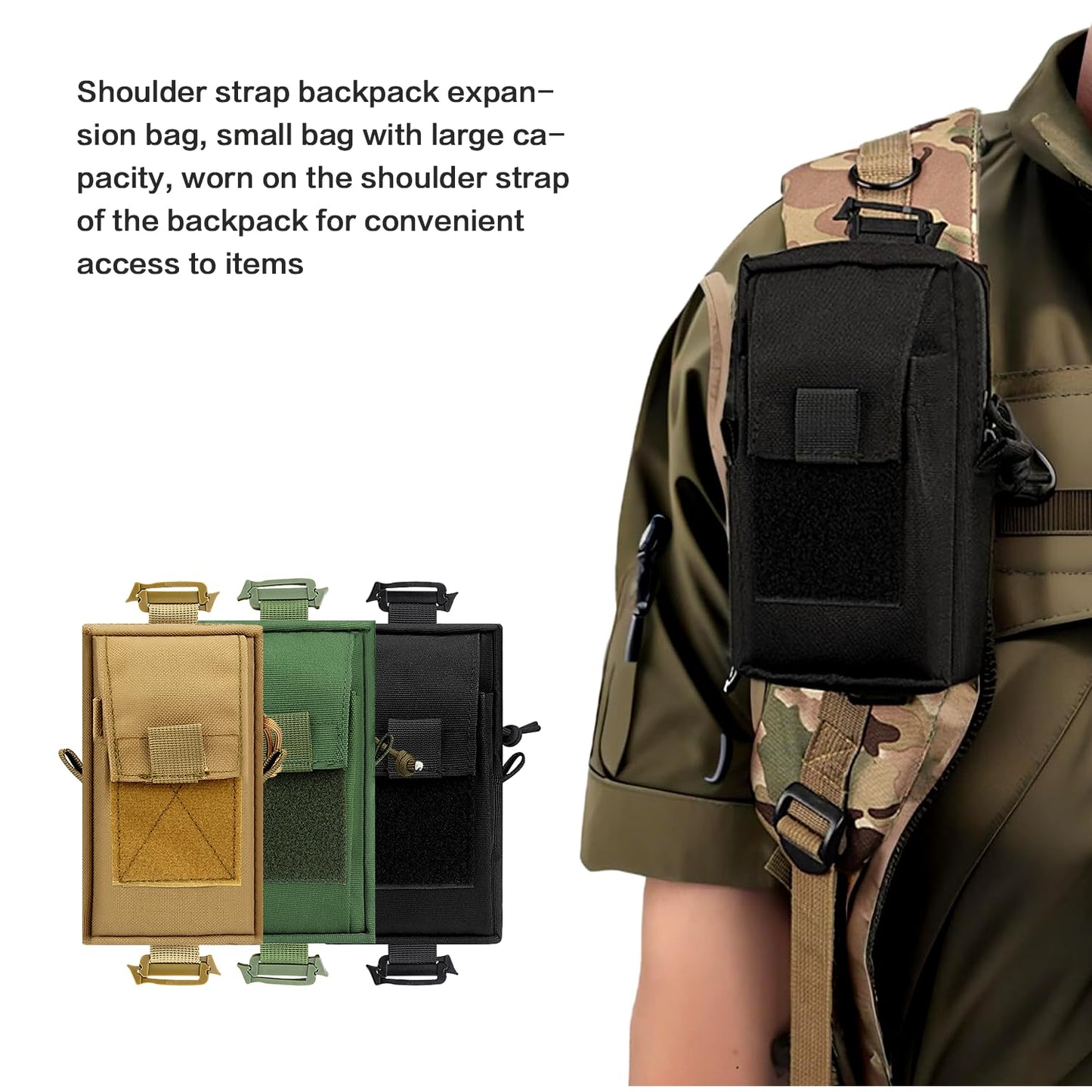 EDC Tactical Shoulder Bag & Molle Strap Pouch - Compact Organizer for Outdoor Gear, Tools, Essentials Army Green B