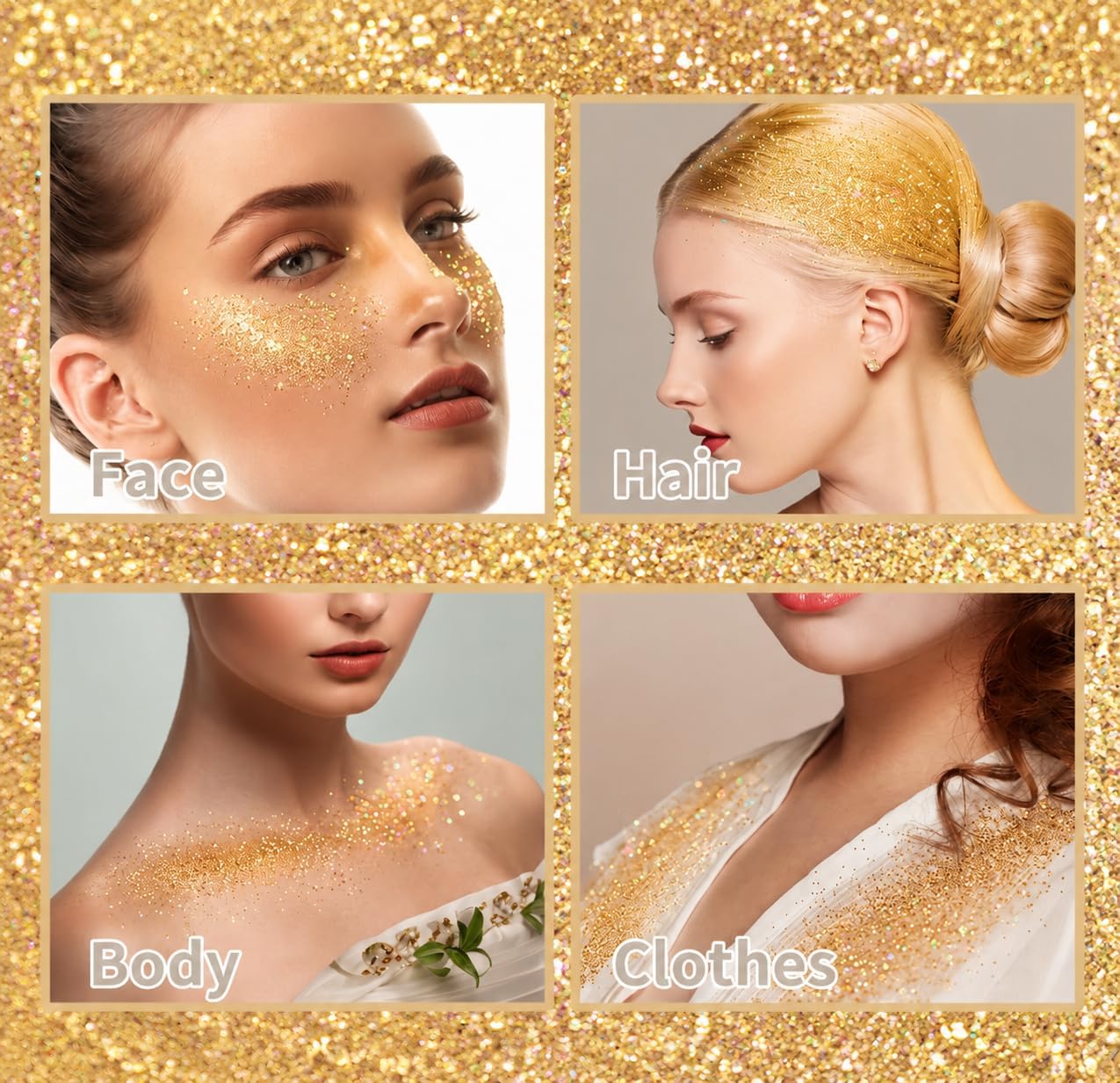 Gold Hair and Body Glitter Spray - Shiny Sparkle Glitter for Clothes & Hair | 25g/0.88oz