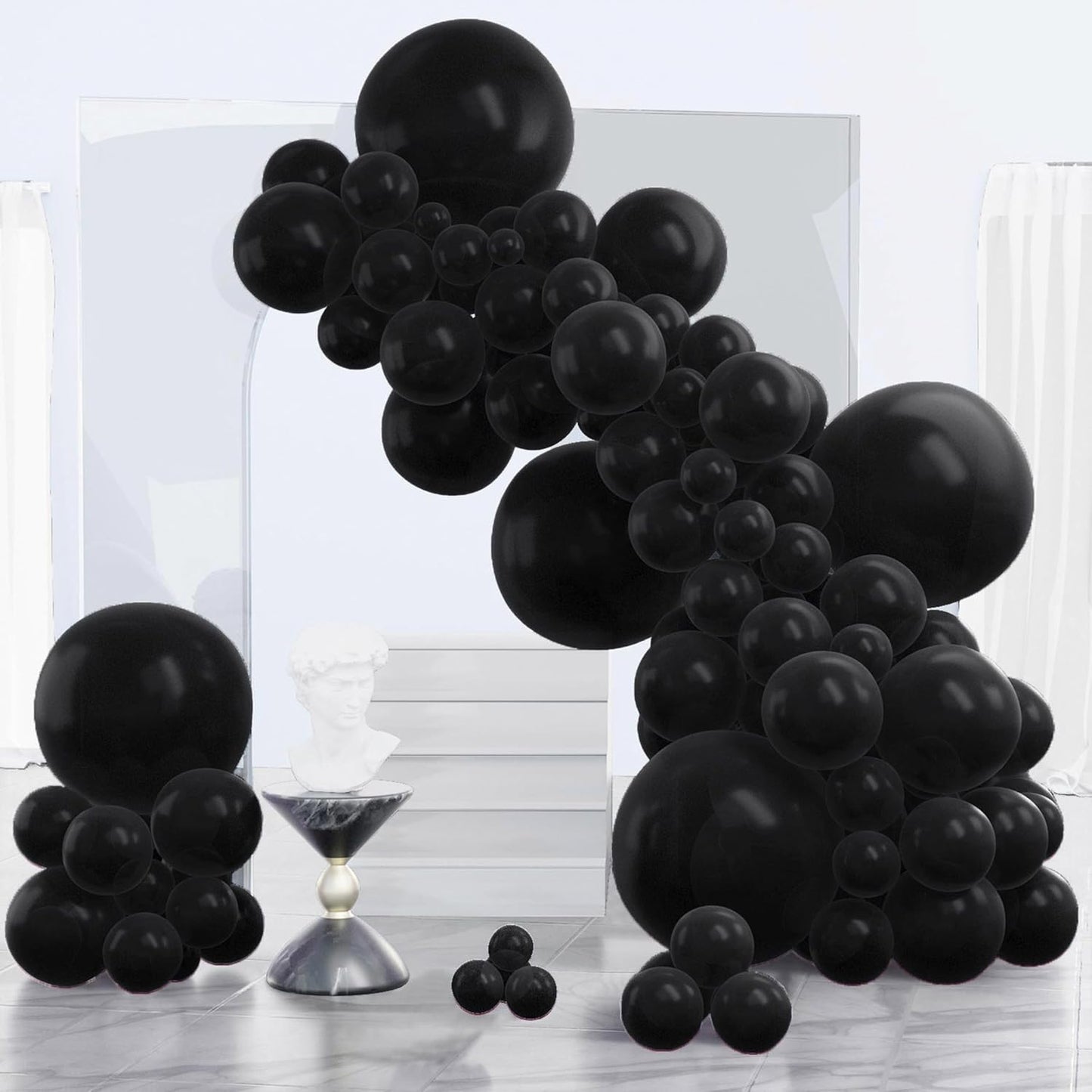 Black Balloon Arch Kit - 140 Pcs in 5-18 Inch Sizes for Baby Showers, Birthdays & Anniversaries | Elegant Black Decor