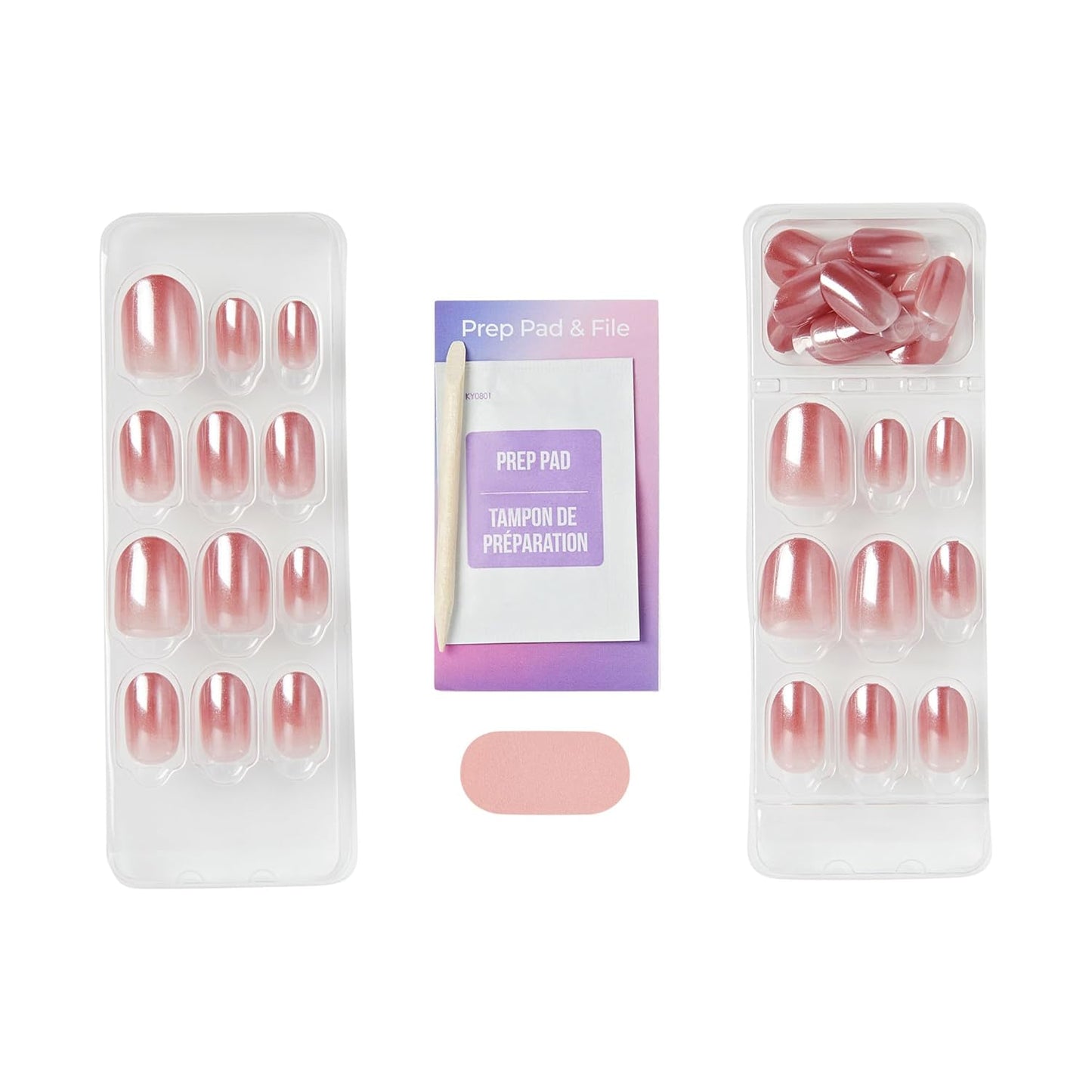 Kiss Impress No Glue Mani Press-On Nails - ColorFX Boundless Pink | Short Oval Shape, 30 Nails & Accessories