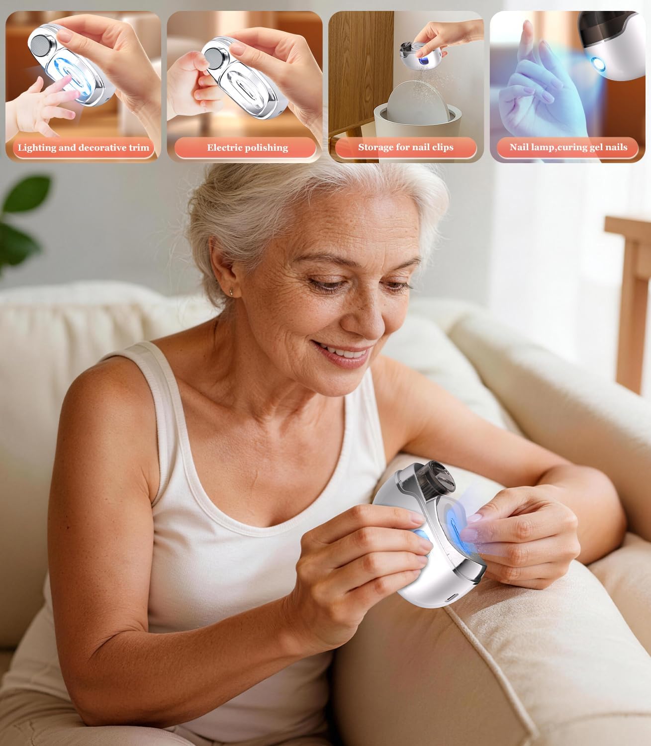 QITQUNS 2026 New 4-in-1 Electric Nail Clipper【HRC58 Precision Blades + 22,000 RPM】 Electric Nail Clippers for Seniors【0.01s Sensor Safety Stop】 Automatic Nail Clipper & Trimmer for Seniors & Adults