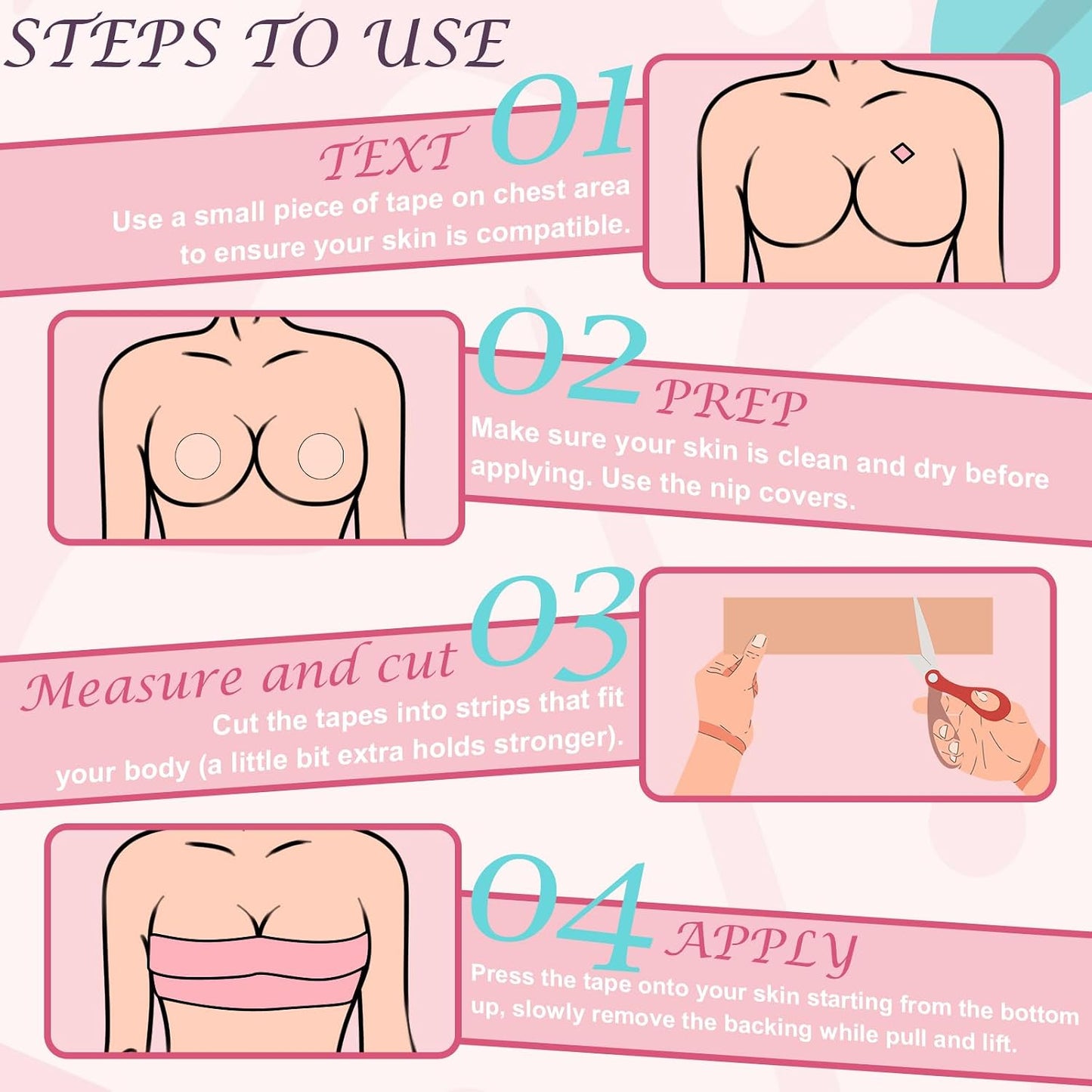 Boob Tape for Large Breasts - Invisible Breast Lift Tape with 2 Nipple Covers | A-G Cup, Beige, 3 in