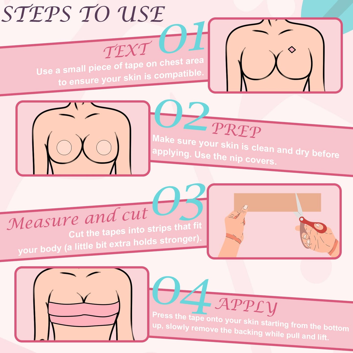 Hopkost Boob Tape Breast Lift Tape for Large Breasts with 2 Pcs Nipple Covers Invisible Boobtape for A-G Cup(Beige,3 in)