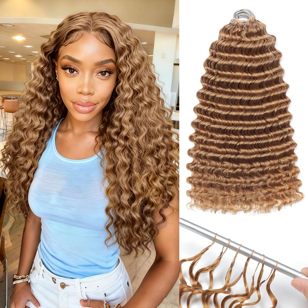 Human Crochet Hair for Black Women - Deep Wave 16 Inch 125g | Ombre Invisible Miracle Knots Extensions T27#