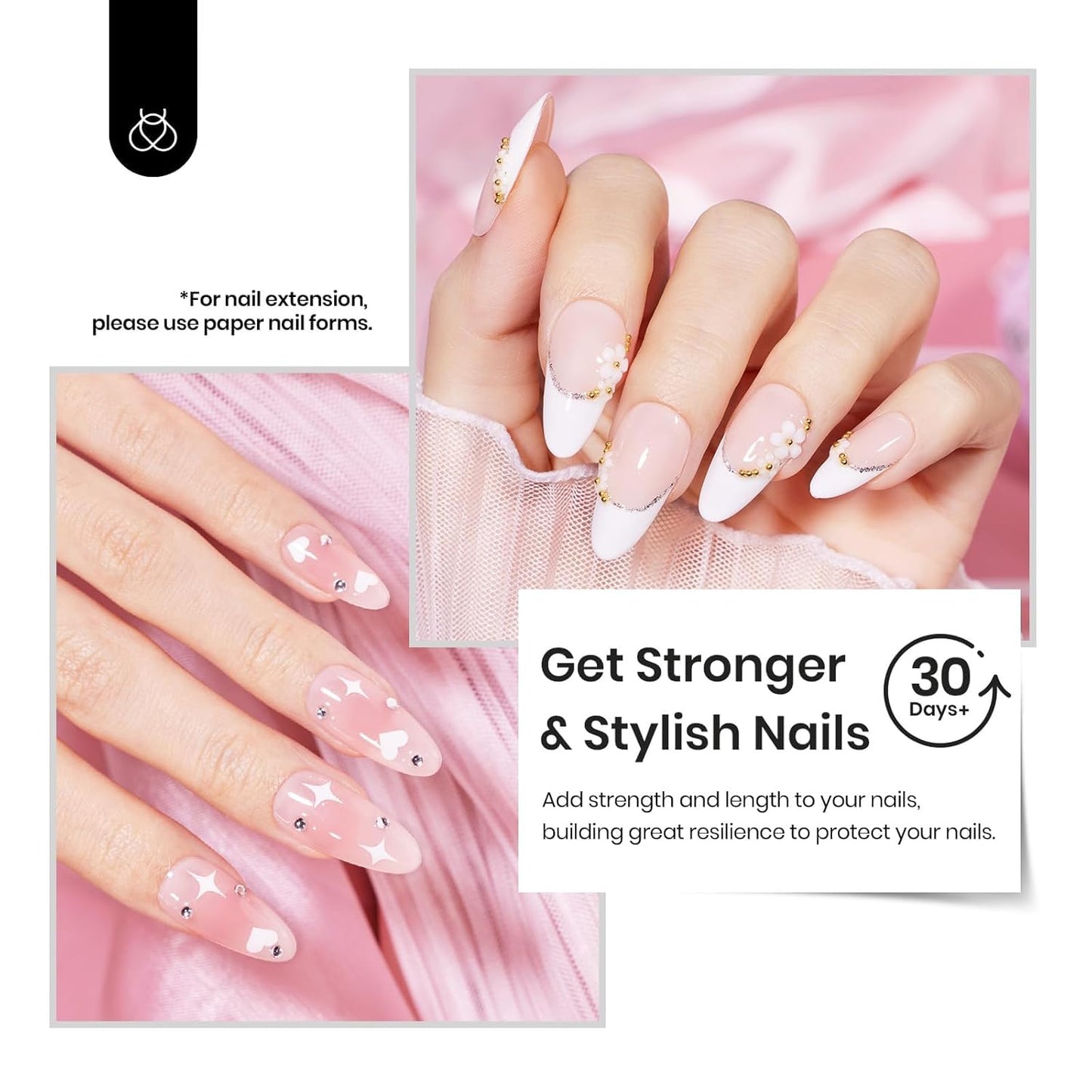 Beetles Builder Gel Set - HEMA-Free Nail Extension Gel | 6 Peach Colors, 8-in-1 Strengthening Formula for DIY Nail Art