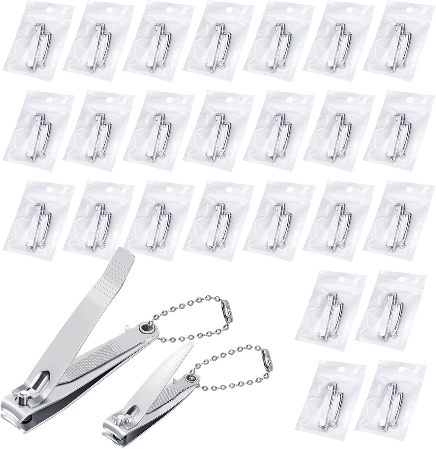Nail Clippers Bulk - Fingernail Clippers with File | Individually Wrapped for Travel & Charities (50-Pack)