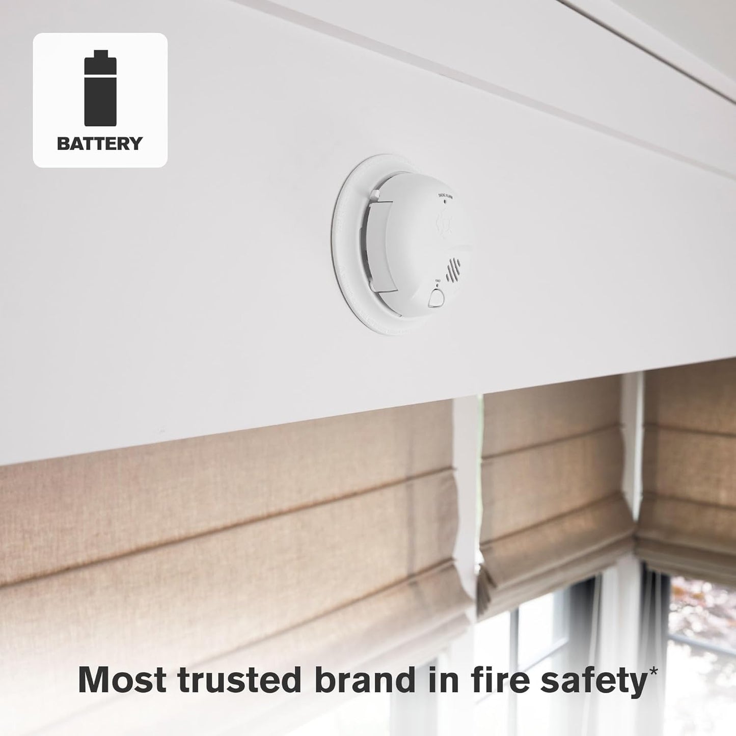 Smoke Alarm - Battery-Operated Detector with Test & Silence Button | SMI100, 1-Pack