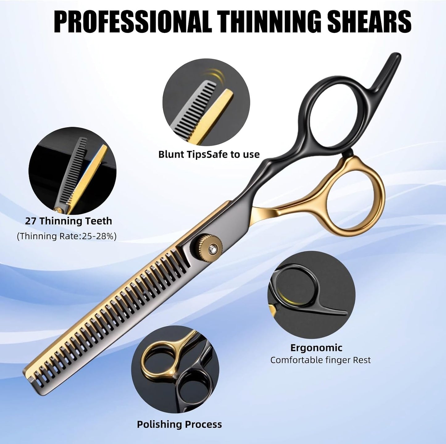 Professional Hair Cutting Scissors Kit - 13 PCS Shears Set for Men, Women & Kids | 6.5 Inches