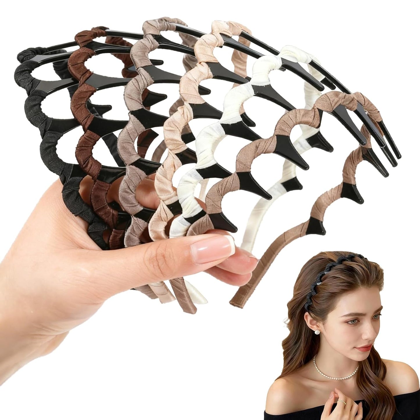 Zig Zag Headbands for Women - Non-Slip Wavy Comb Design | 6 Pcs Set, Ideal 90s Hair Accessories